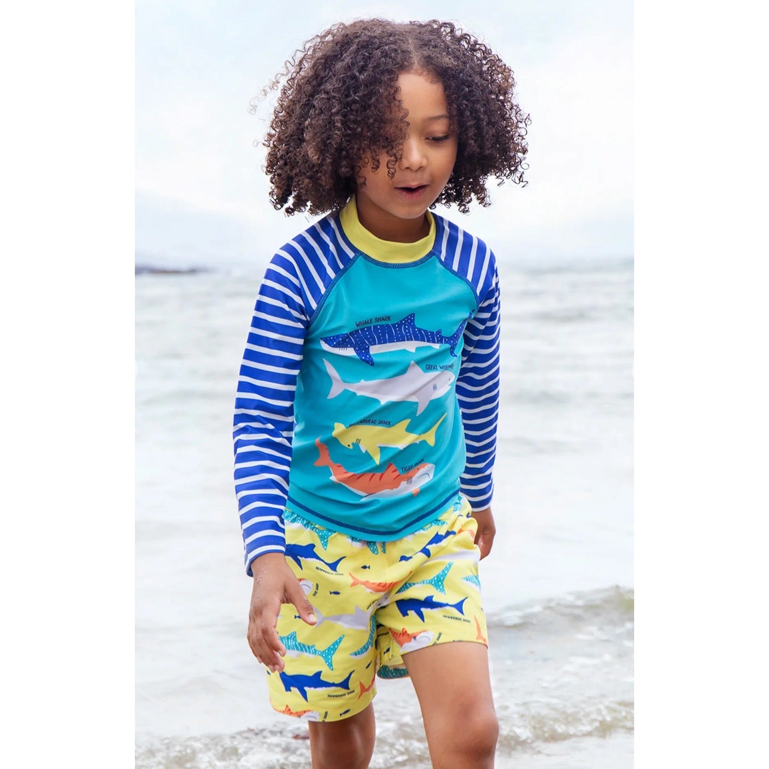 Frugi Boscastle Yellow Sharks Board Shorts Clothing 3-4YRS / Yellow,4-5YRS / Yellow,5-6YRS / Yellow,6-7YRS / Yellow,7-8YRS / Yellow,8-9YRS / Yellow