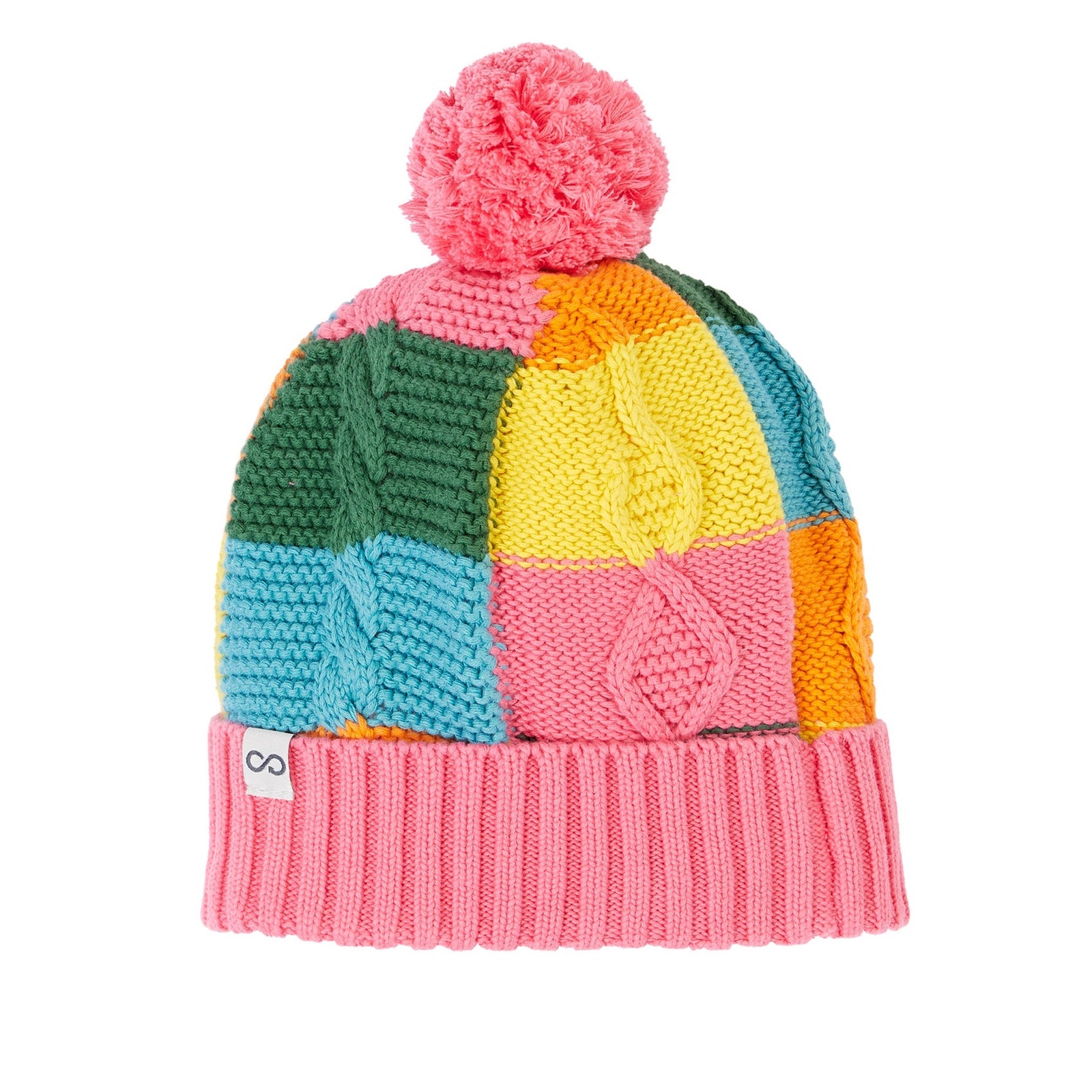 Frugi Cable Knit Bobble Hat 500456A5rbch Rainbow Check Clothing 2-6YRS / Multi,6-10YRS / Multi
