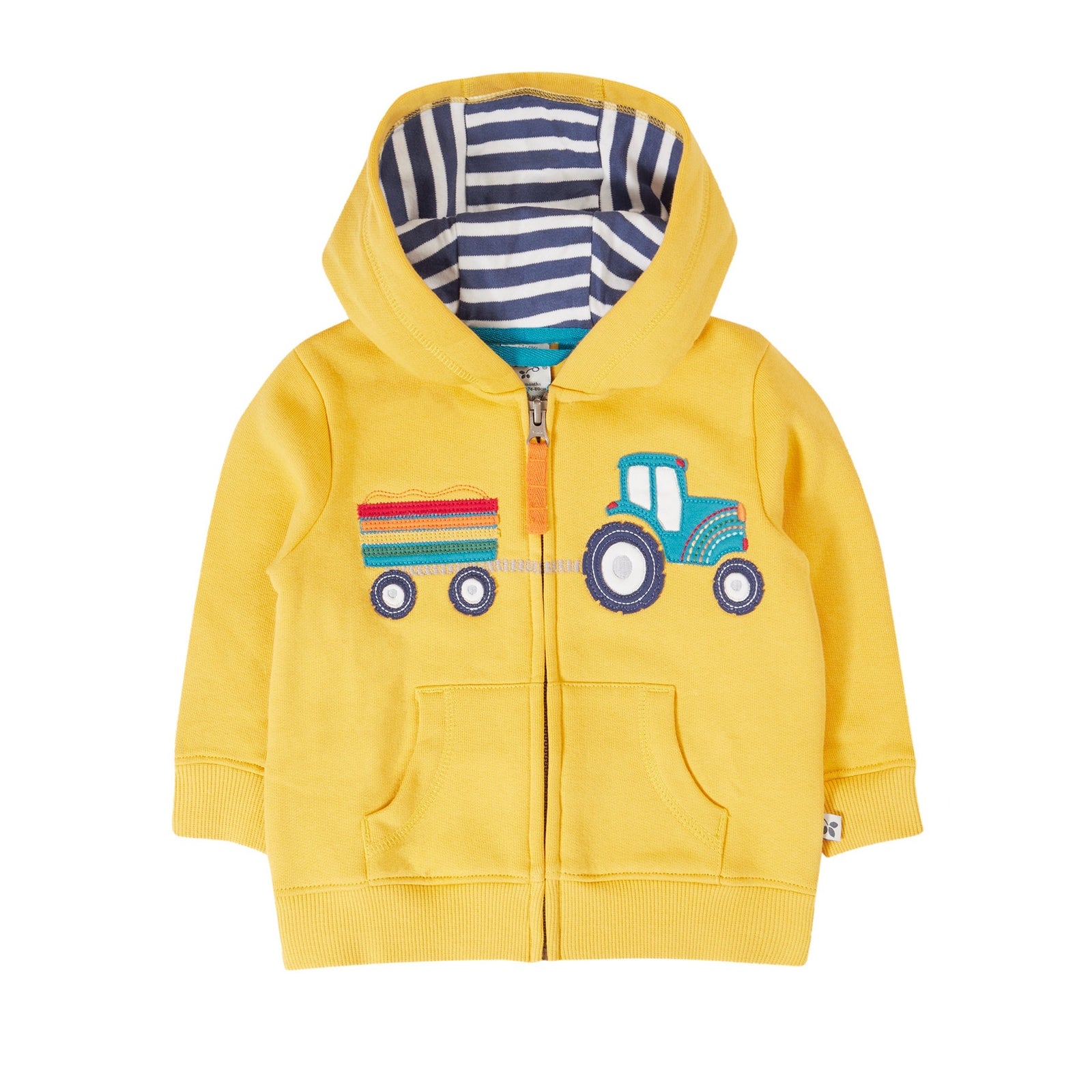 Frugi Carbis Infant Hoodie 500153A5bbtr Tractor Clothing 6-9M / Yellow,9-12M / Yellow,12-18M / Yellow
