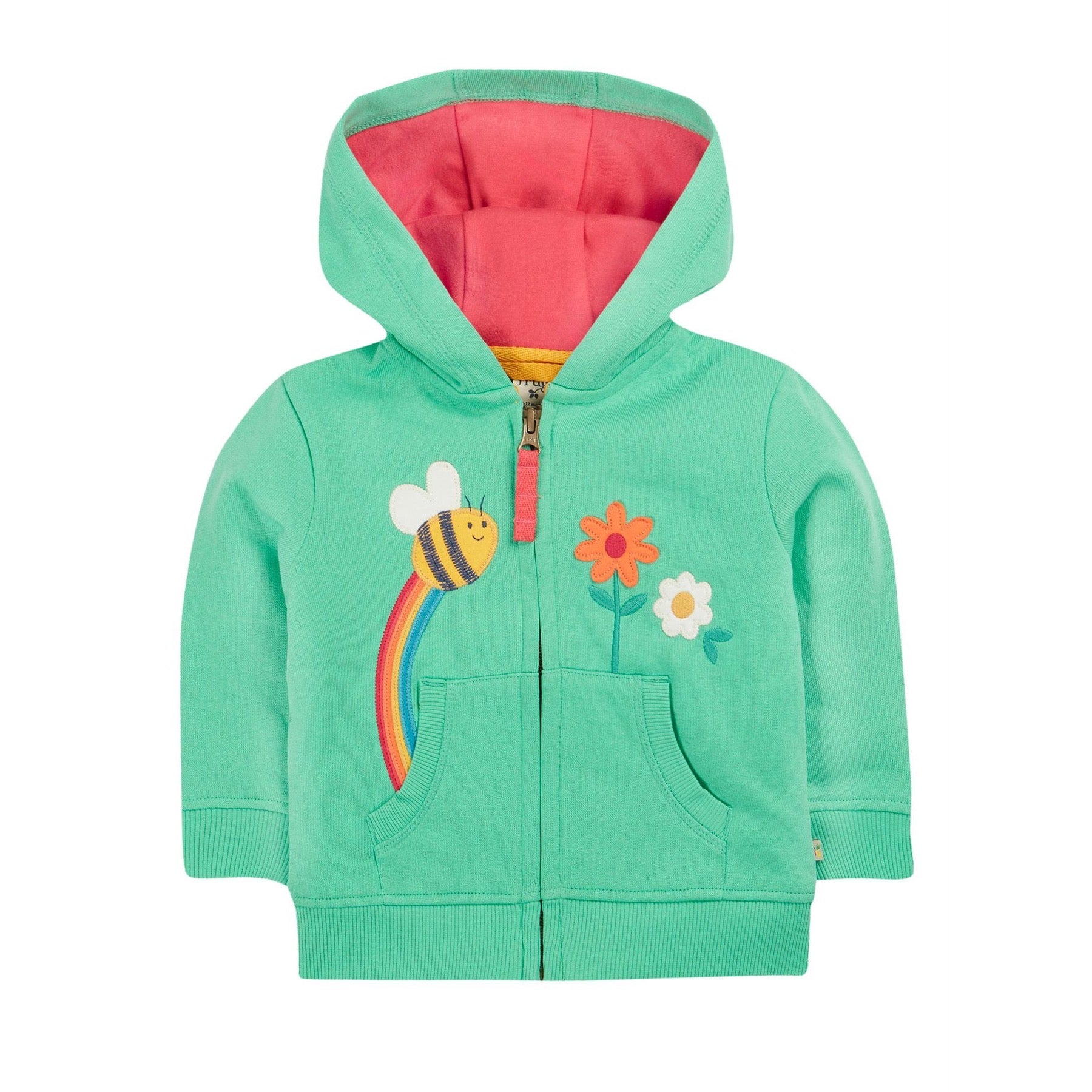 Frugi Carbis Infant Hoodie Aqua Bee Clothing 12-18M / Aqua,18-24M / Aqua,2-3YRS / Aqua,3-4YRS / Aqua,4-5YRS / Aqua