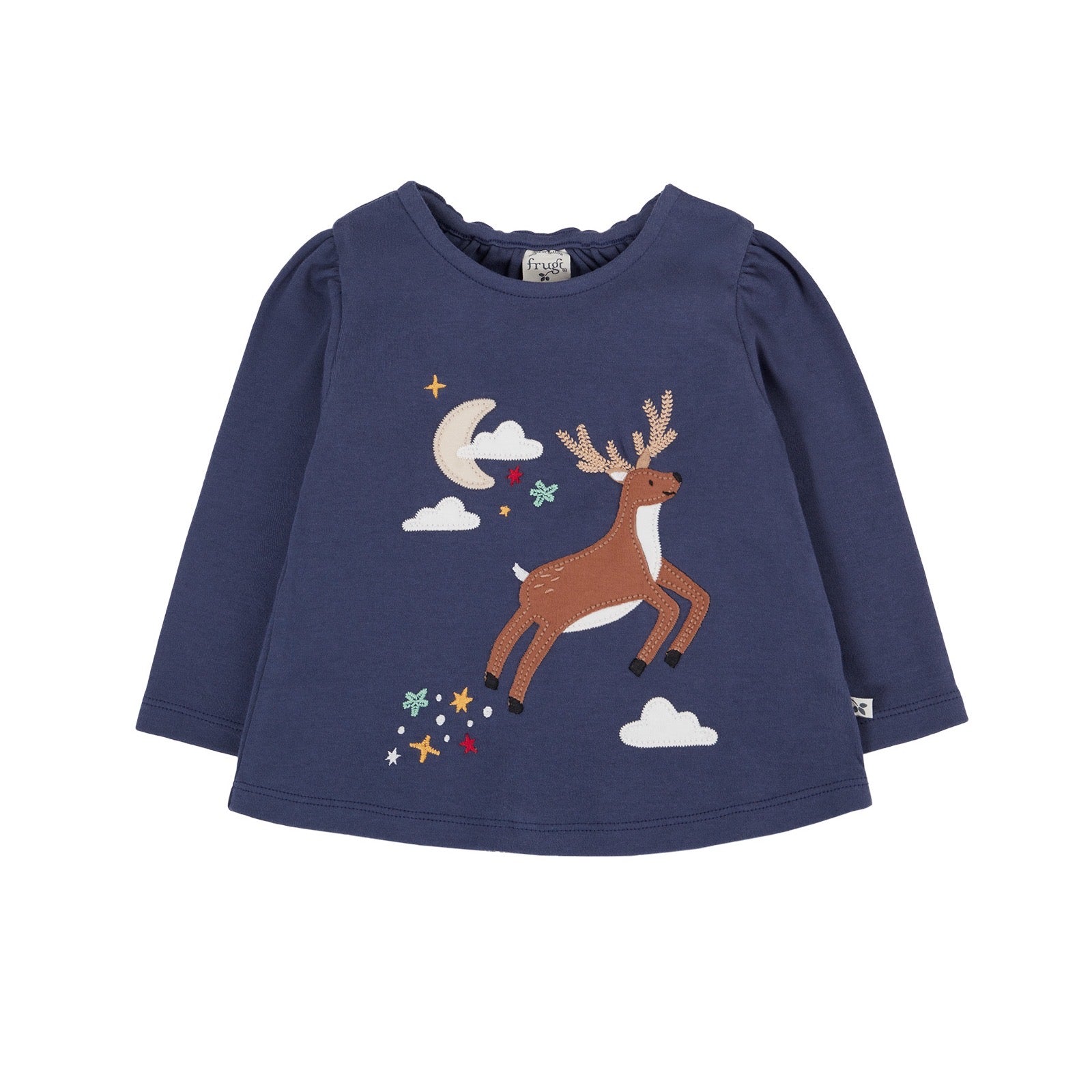 Frugi Caris Infant T-Shirt Navy Caribou Clothing 3-6M / Navy,6-9M / Navy,9-12M / Navy,12-18M / Navy,18-24M / Navy,2-3YRS / Navy,3-4YRS / Navy,4-5YRS / Navy