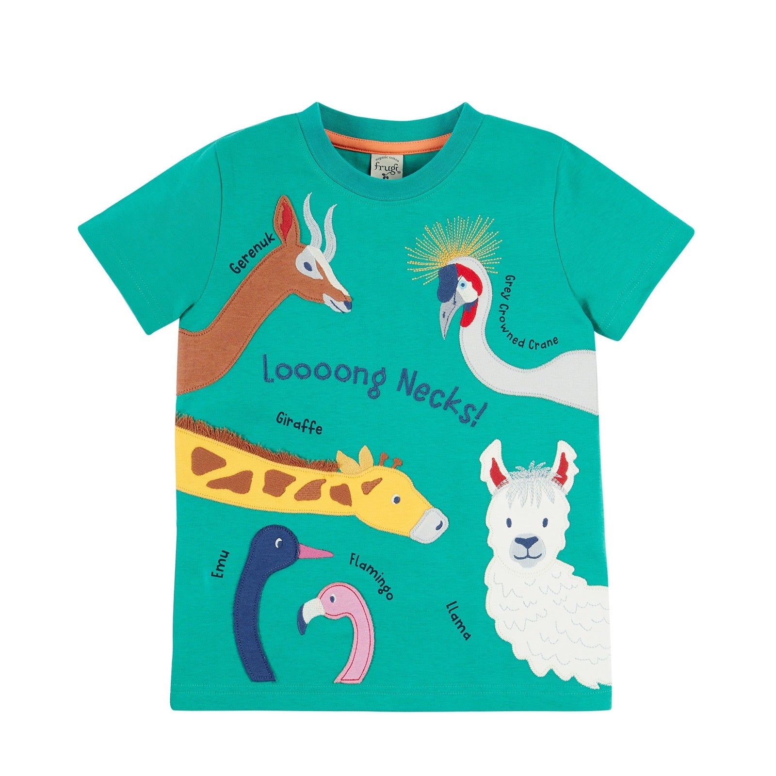 Frugi Carsen T-Shirt Green Long Neck Pals Clothing 2-3YRS / Green,3-4YRS / Green,4-5YRS / Green,5-6YRS / Green,6-7YRS / Green