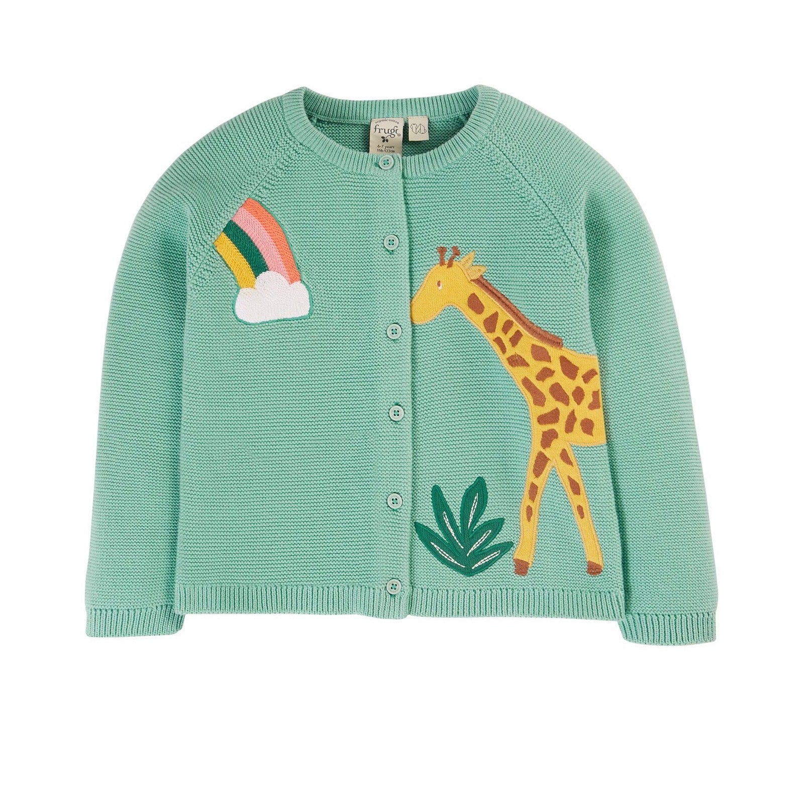 Frugi Colby Cardigan 500147A4msgf Giraffes Clothing 2-3YRS / Seagrass,3-4YRS / Seagrass,4-5YRS / Seagrass,5-6YRS / Seagrass