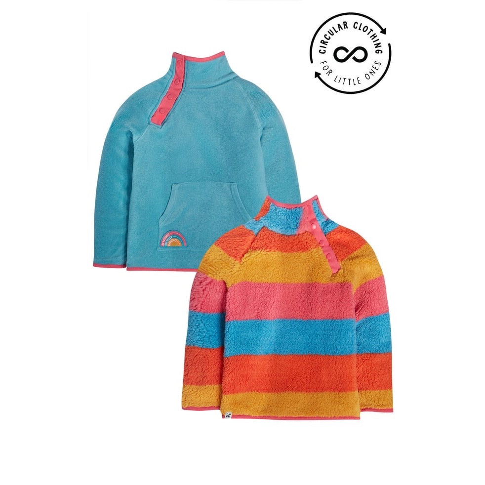 Frugi Coral Reversible Snuggle Fleece 8711Ow2 Clothing 3-4YRS / Multi,4-5YRS / Multi,5-6YRS / Multi,6-7YRS / Multi,7-8YRS / Multi,8-9YRS / Multi,9-10YRS / Multi