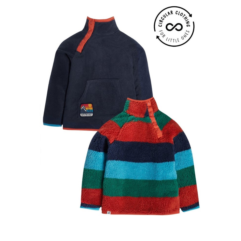Frugi Coral Reversible Snuggle Fleece Paprika Stripe Clothing 2-3YRS / Paprika,3-4YRS / Paprika,4-5YRS / Paprika,5-6YRS / Paprika,6-7YRS / Paprika,7-8YRS / Paprika,8-9YRS / Paprika