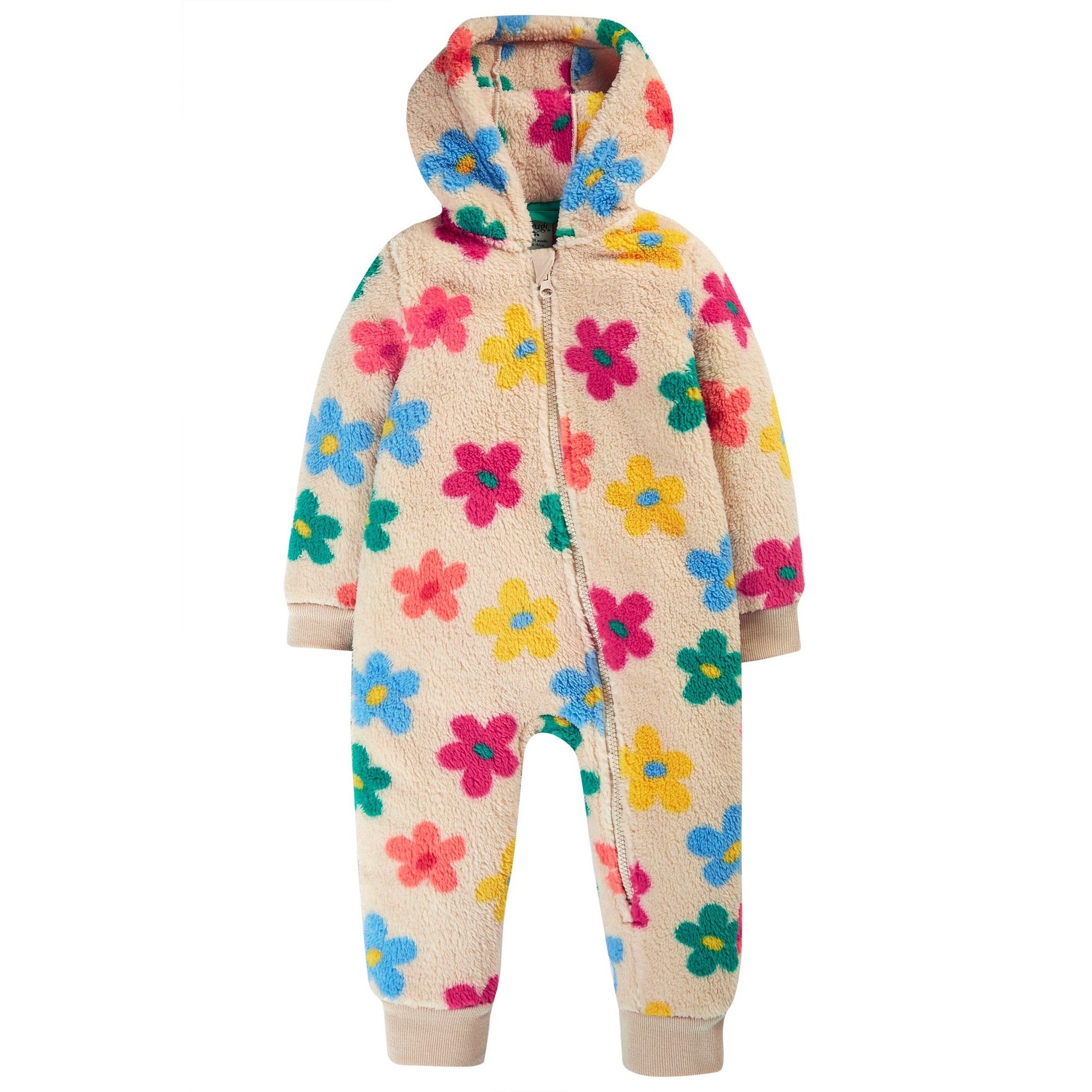 Frugi Cosy Ted Flower Pop Snugglesuit Clothing 3-6M / Multi,6-9M / Multi,9-12M / Multi,12-18M / Multi