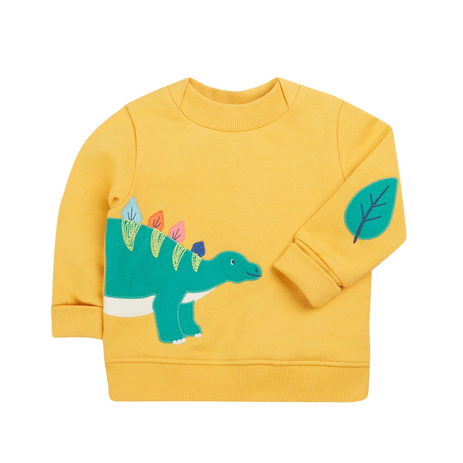 Frugi Easy On Infant Applique Sweatshirt Yellow Dino Clothing 3-6M / Yellow,6-9M / Yellow,9-12M / Yellow,12-18M / Yellow,18-24M / Yellow,2-3YRS / Yellow,3-4YRS / Yellow,4-5YRS / Yellow