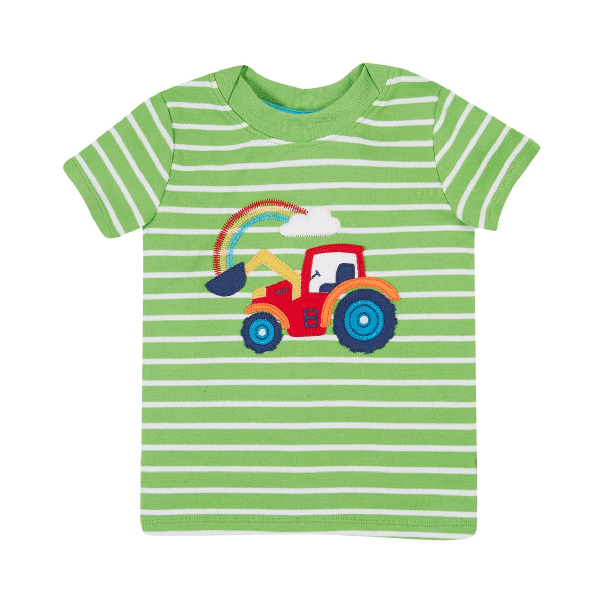 Frugi Easy On Infant T-Shirt Kiwi Stripe Tractor Clothing 3-6M / Kiwi,6-9M / Kiwi,9-12M / Kiwi,12-18M / Kiwi,18-24M / Kiwi,2-3YRS / Kiwi,3-4YRS / Kiwi,4-5YRS / Kiwi