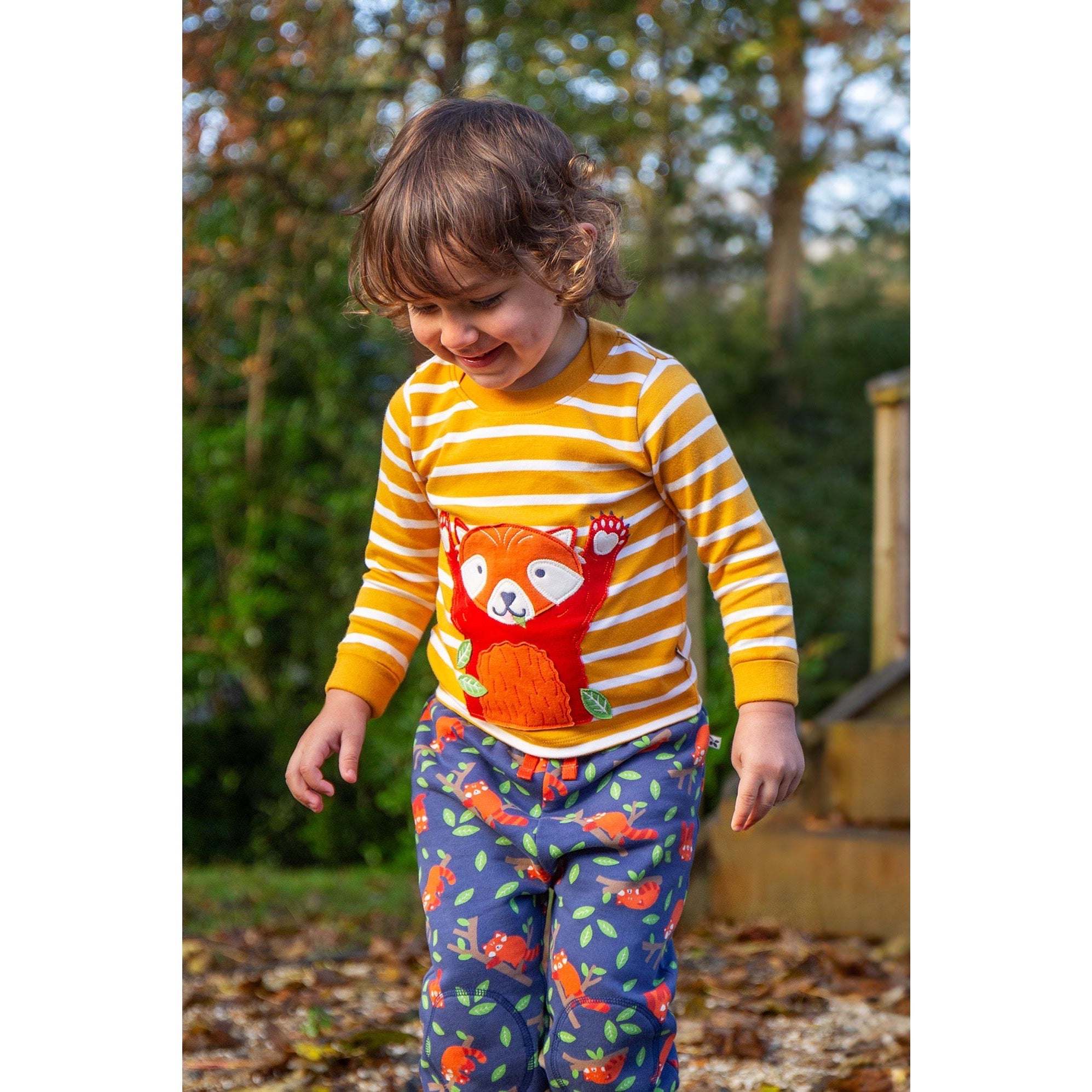 Frugi Easy On Infant T-Shirt Red Panda Stripe Clothing 3-6M / Gold,6-9M / Gold,9-12M / Gold,12-18M / Gold,18-24M / Gold,2-3YRS / Gold,3-4YRS / Gold,4-5YRS / Gold