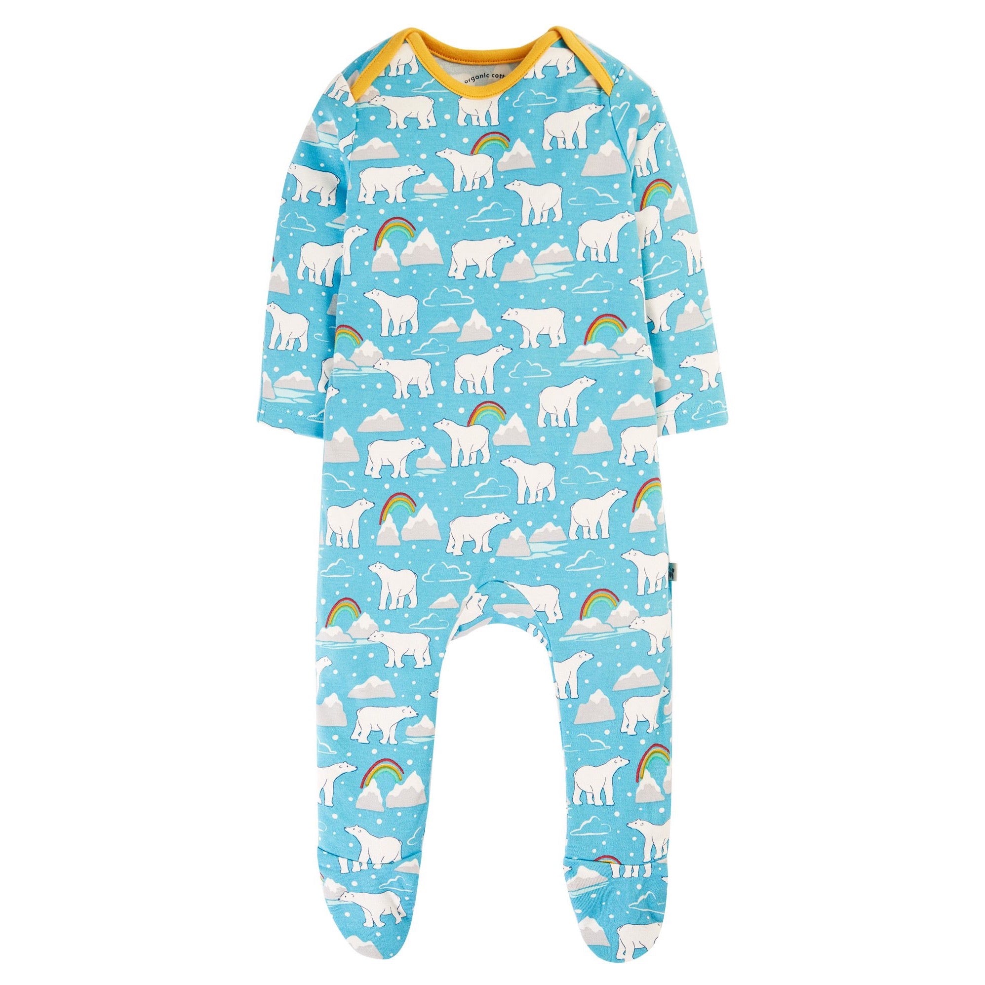 Frugi Easy Printed Babygrow Winter Tales Clothing 0-3M / Blue,3-6M / Blue,6-9M / Blue,9-12M / Blue