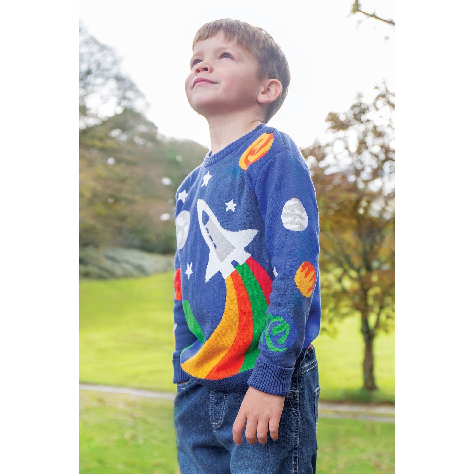 Frugi Elwood Sweater 500127A4btrk Blue Rocket Clothing 3-4YRS / Blue,4-5YRS / Blue,5-6YRS / Blue,6-7YRS / Blue