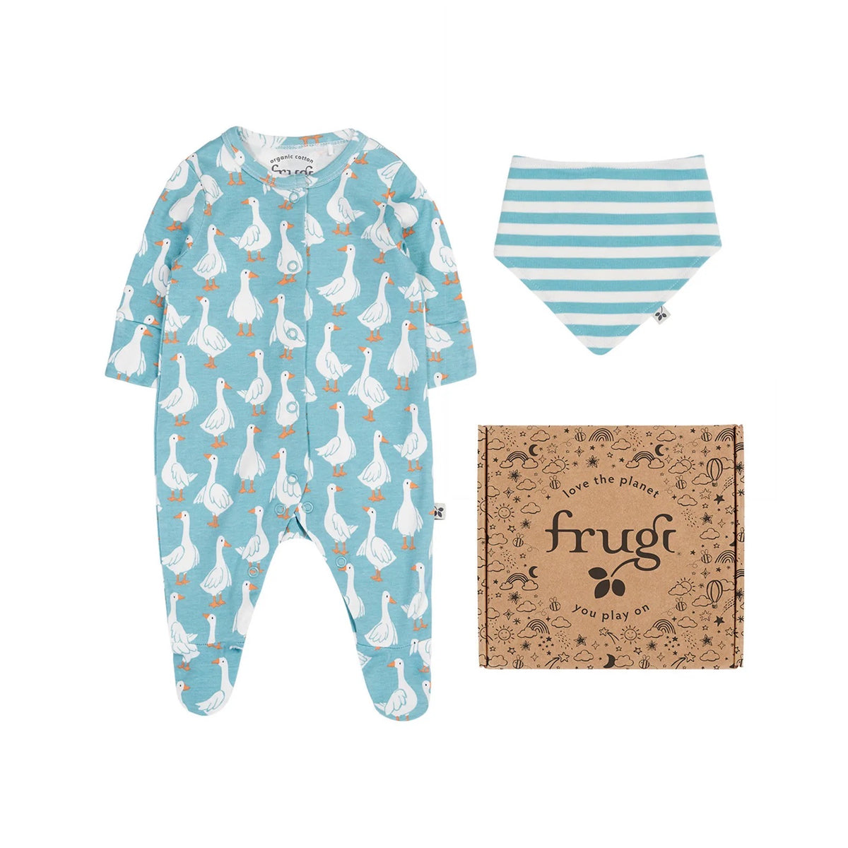 Frugi Goose Gaggle Baby Gift Set 502061S6grmn Clothing NEWBORN / Seagrass,0-3M / Seagrass,3-6M / Seagrass,6-9M / Seagrass