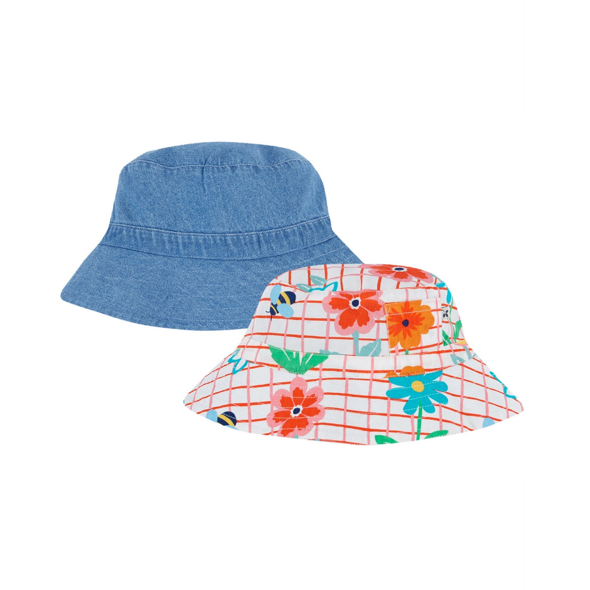 Frugi Hattie Reversible Hat Paint A Floral Denim Clothing 0-6M / Multi,6-12M / Multi,1-2YRS / Multi,2-4YRS / Multi,4-6YRS / Multi