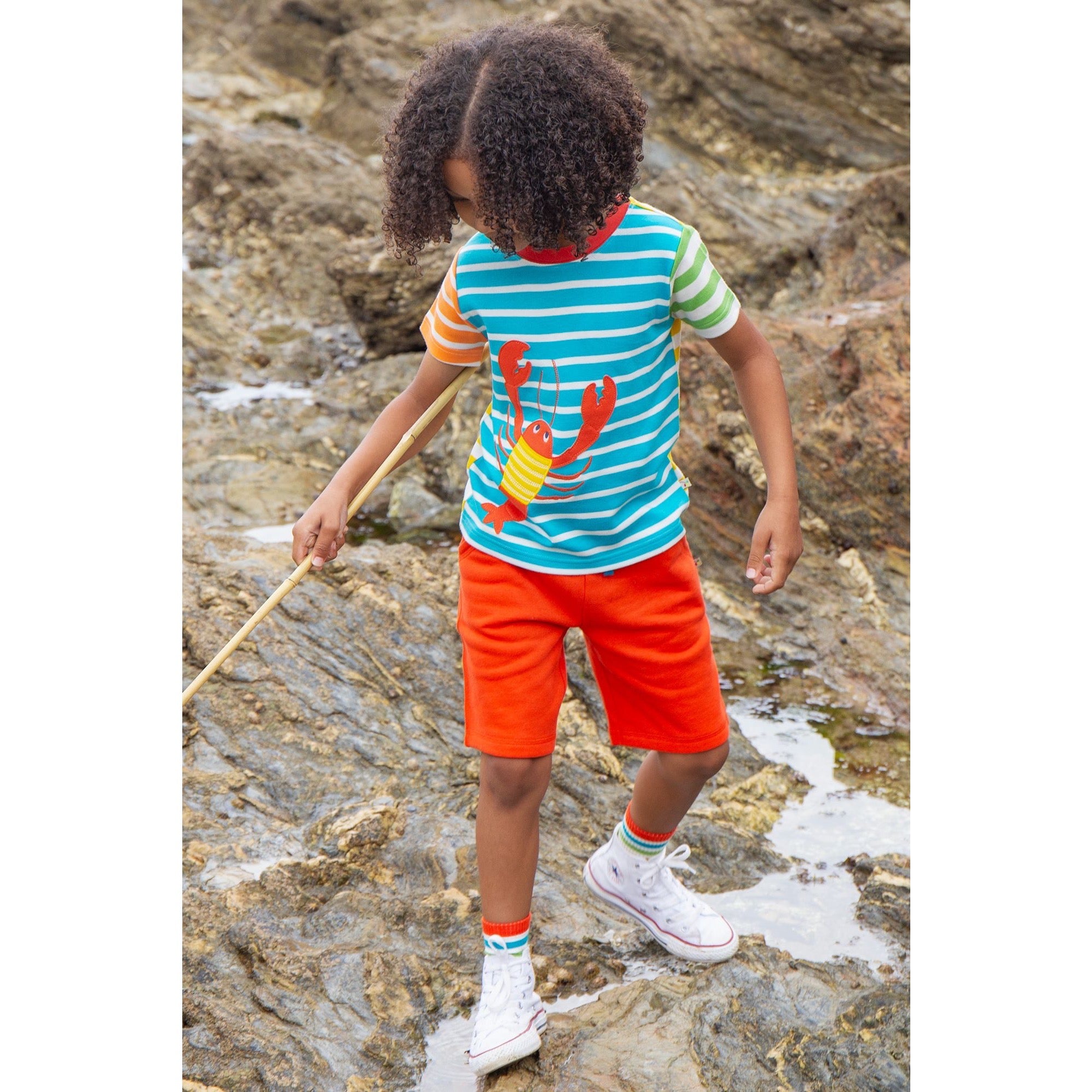 Frugi Hotchpotch Lobster T-Shirt Pp29i Clothing 2-3YRS / Multi,3-4YRS / Multi,4-5YRS / Multi,5-6YRS / Multi,6-7YRS / Multi,7-8YRS / Multi