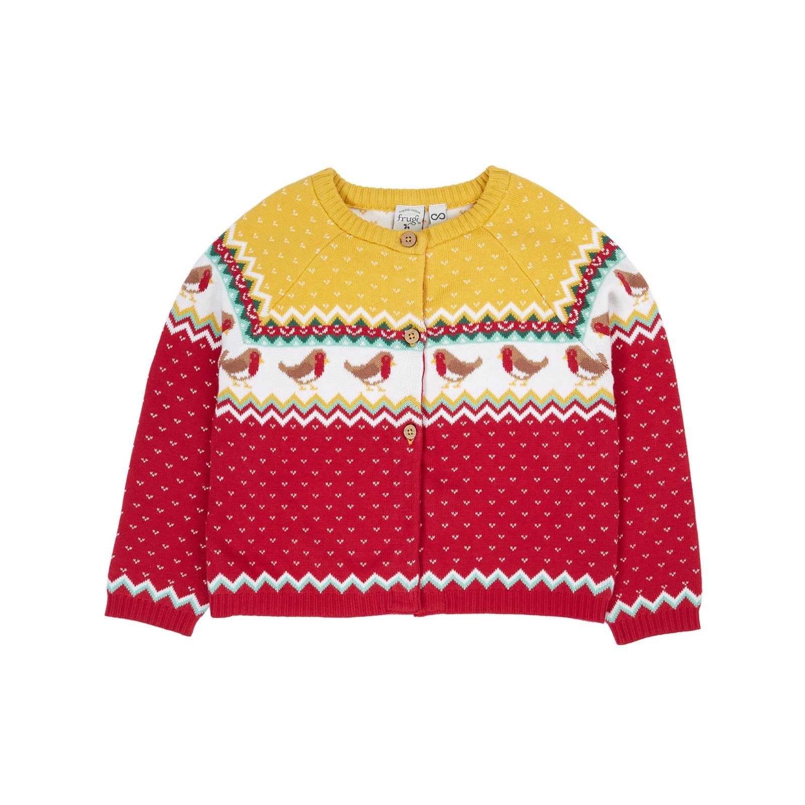 Frugi Infant Carol Cardigan Festive Fairisle Clothing 6-9M / Red,9-12M / Red,12-18M / Red,18-24M / Red