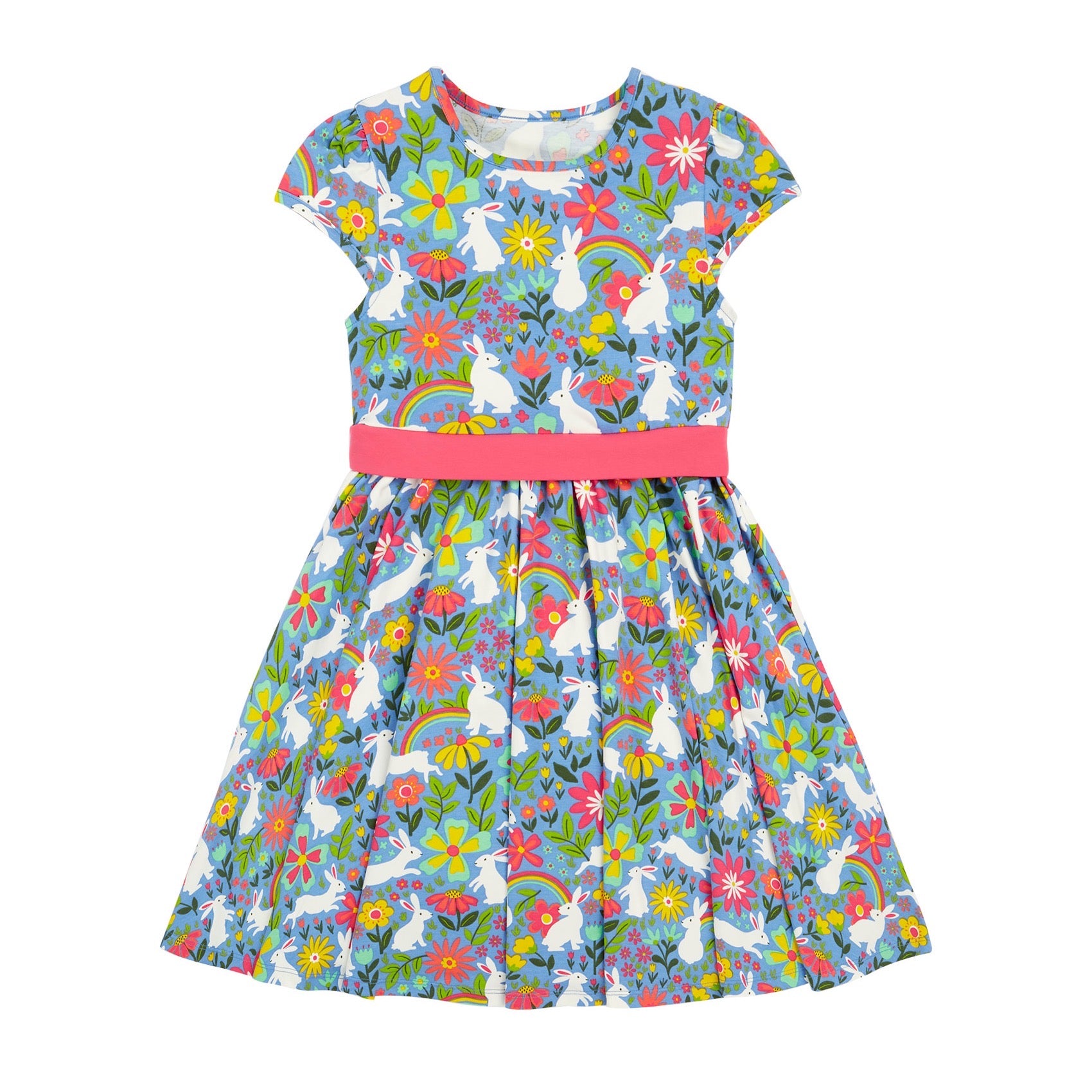 Frugi Issey Party Skater Dress Bunny Bounce Clothing 2-3YRS / Multi,3-4YRS / Multi,4-5YRS / Multi,5-6YRS / Multi,6-7YRS / Multi,7-8YRS / Multi,8-9YRS / Multi