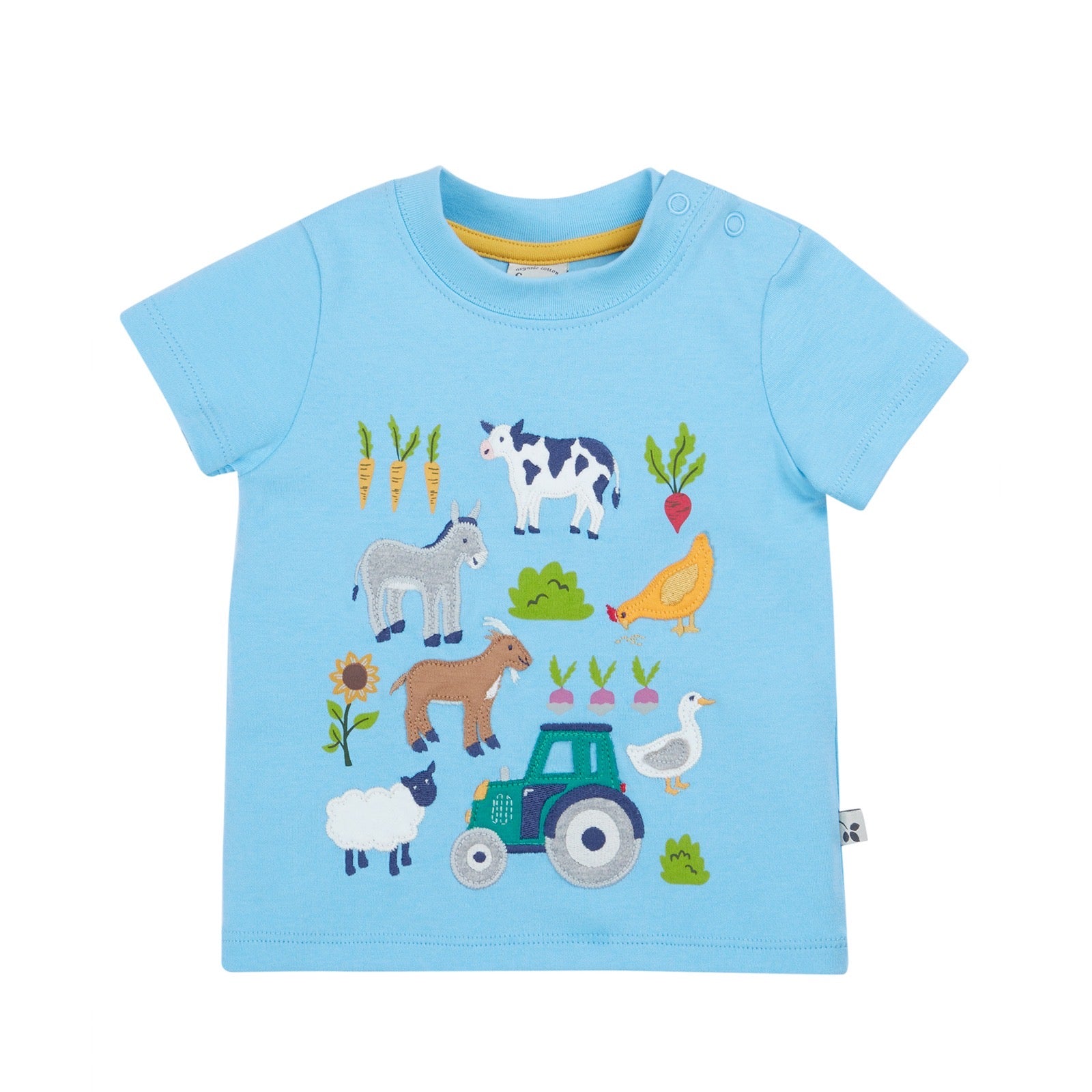 Frugi Little Creature Infant T-Shirt Farm Life Clothing 3-6M / Blue,6-9M / Blue,9-12M / Blue,12-18M / Blue,18-24M / Blue