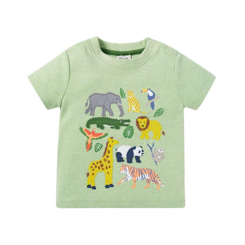 Frugi Little Creature T-Shirt Pf9ge Kiwi Jungle Clothing 3-6M / Kiwi,6-9M / Kiwi,9-12M / Kiwi,12-18M / Kiwi,18-24M / Kiwi,2-3YRS / Kiwi,3-4YRS / Kiwi