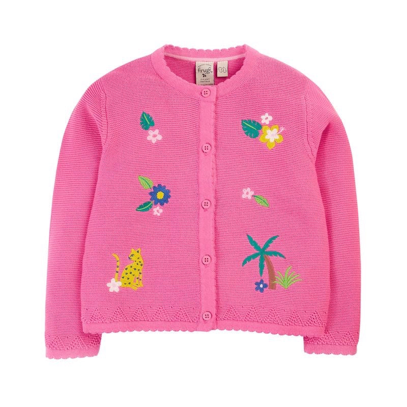 Frugi Maia Cardigan Oq2pi Pink Jungle Clothing 2-3YRS / Pink,3-4YRS / Pink,4-5YRS / Pink,5-6YRS / Pink,6-7YRS / Pink,7-8YRS / Pink