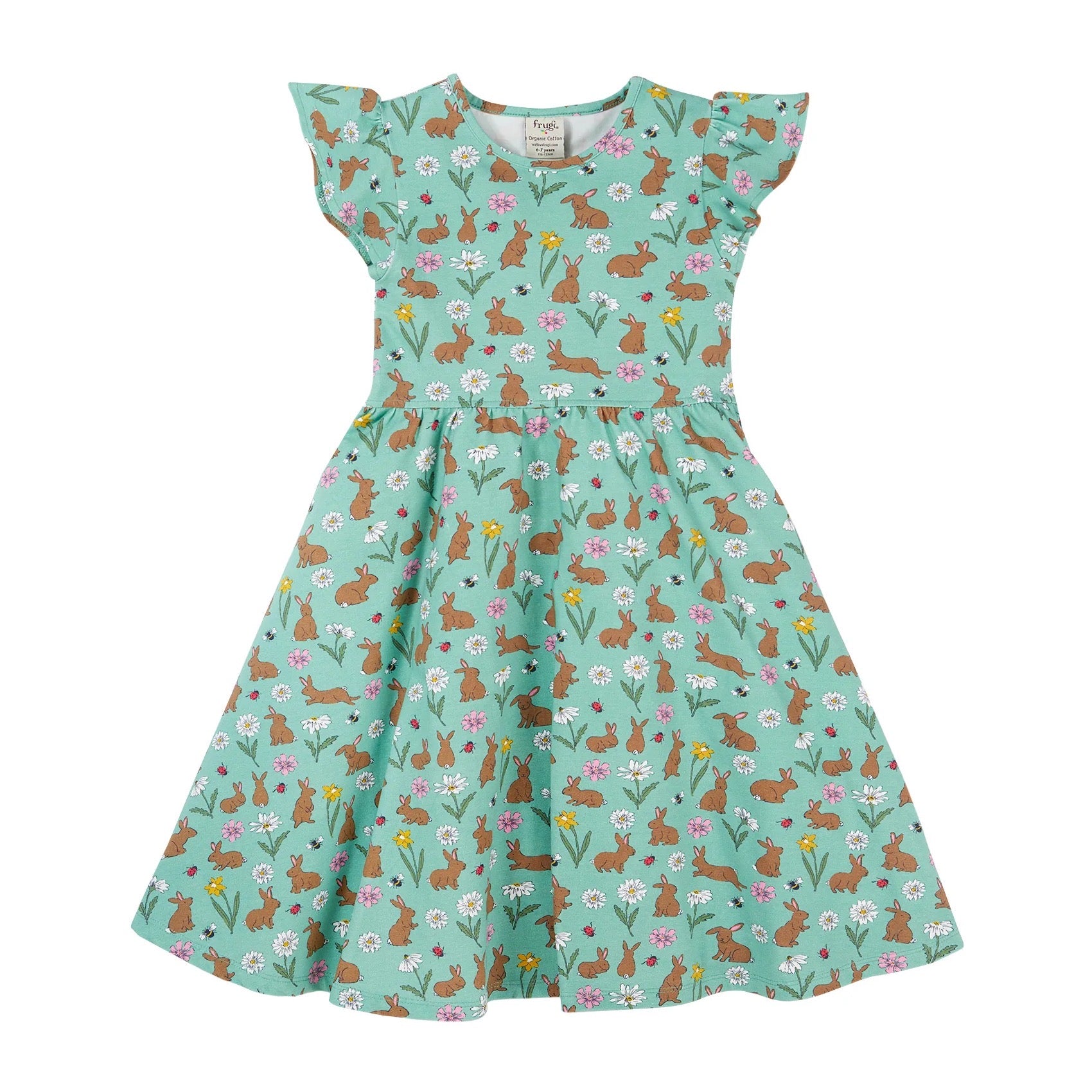 Frugi Morwenna Rabbit Skater Dress Qq8ge Clothing 2-3YRS / Aqua,3-4YRS / Aqua,4-5YRS / Aqua,5-6YRS / Aqua,6-7YRS / Aqua,7-8YRS / Aqua,8-9YRS / Aqua,9-10YRS / Aqua