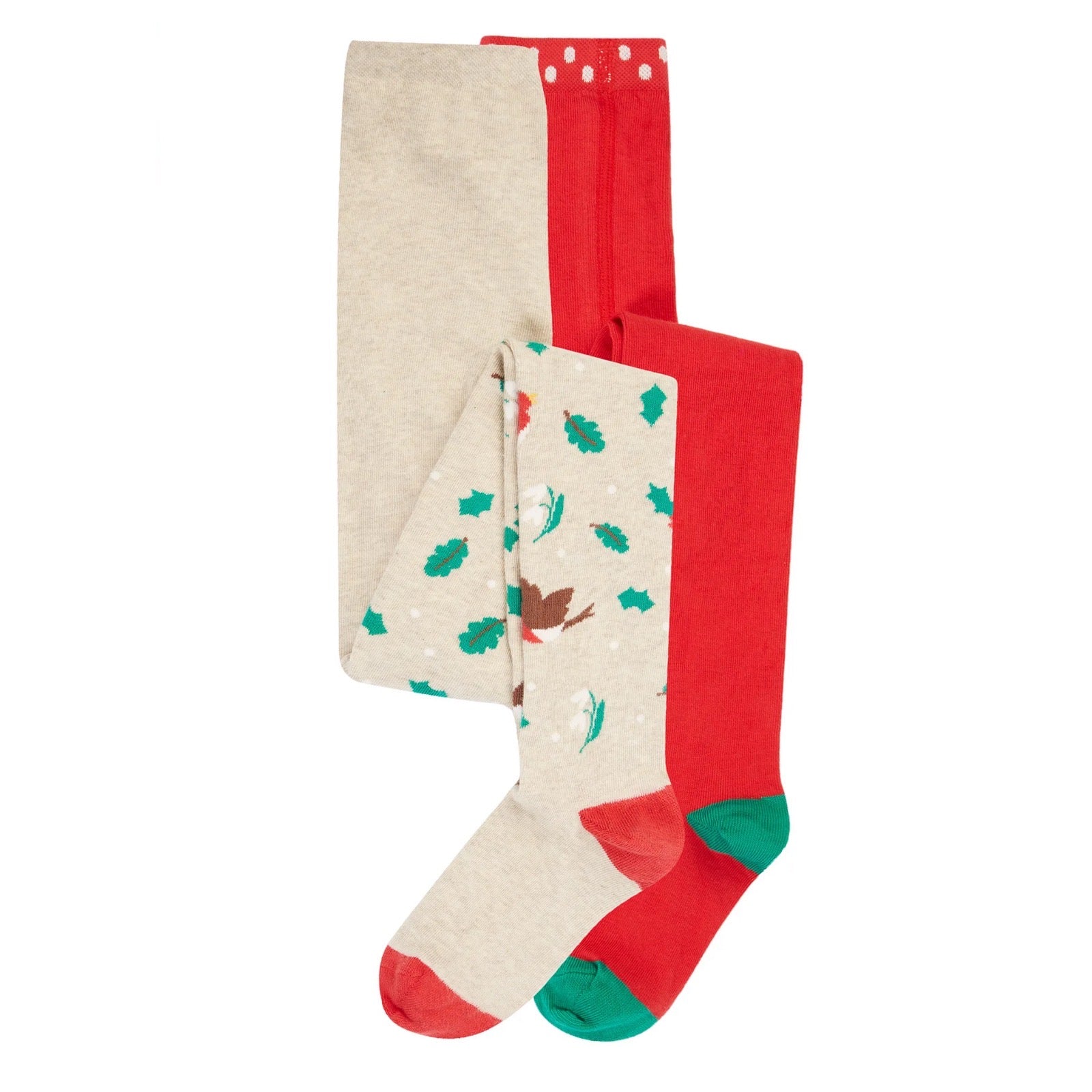 Frugi 2 Pack Tights Red Robin Clothing 2-4YRS / Red,4-6YRS / Red,6-8YRS / Red,8-10YRS / Red