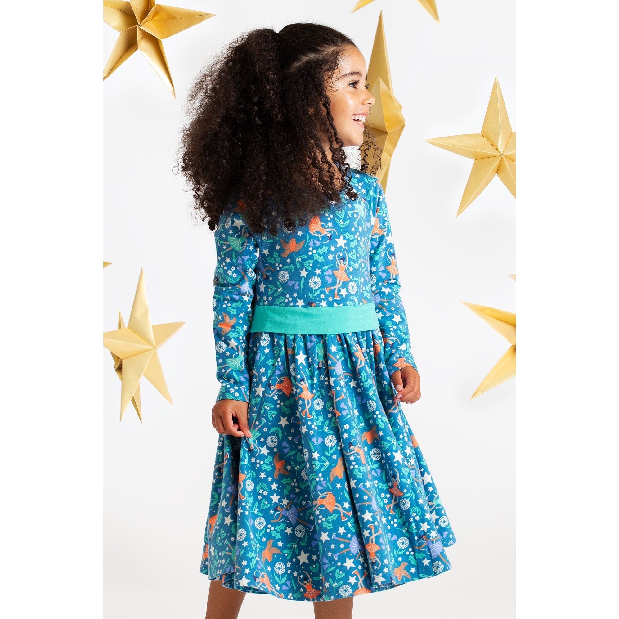 Frugi Party Skater Dress Enchanted Forest Clothing 2-3YRS / Blue,3-4YRS / Blue,4-5YRS / Blue,5-6YRS / Blue,6-7YRS / Blue,7-8YRS / Blue,8-9YRS / Blue