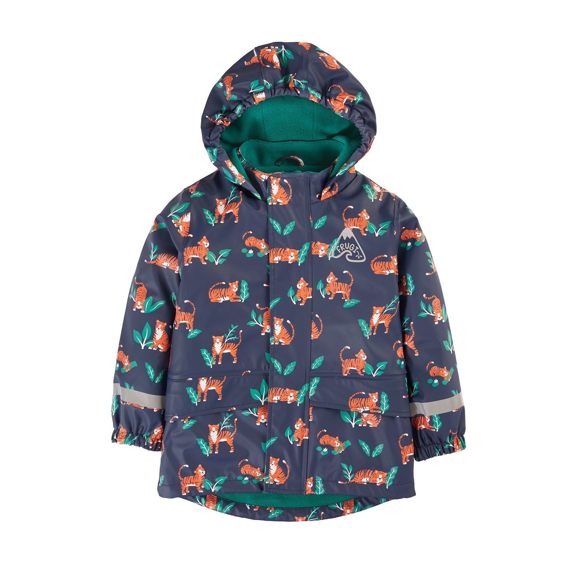 Frugi Puddle Buster Raincoat 500050A4tigt Tiger Clothing 2-3YRS / Blue,3-4YRS / Blue,4-5YRS / Blue,5-6YRS / Blue,6-7YRS / Blue,7-8YRS / Blue,1-2 YRS / Blue