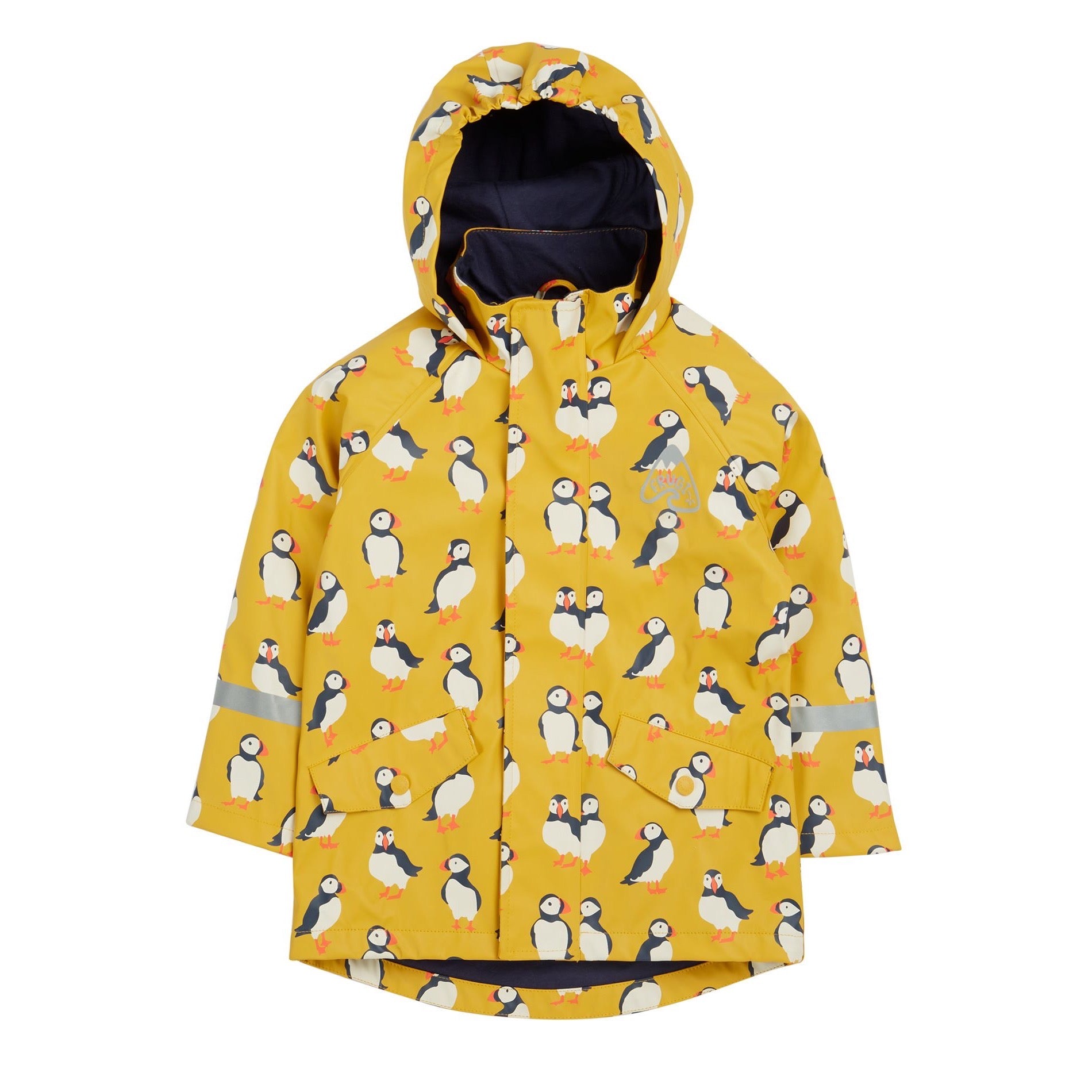 Frugi Puddle Buster Raincoat Yellow Puffins Clothing 2-3YRS / Yellow,3-4YRS / Yellow,4-5YRS / Yellow,5-6YRS / Yellow,6-7YRS / Yellow,7-8YRS / Yellow,1-2 YRS / Yellow