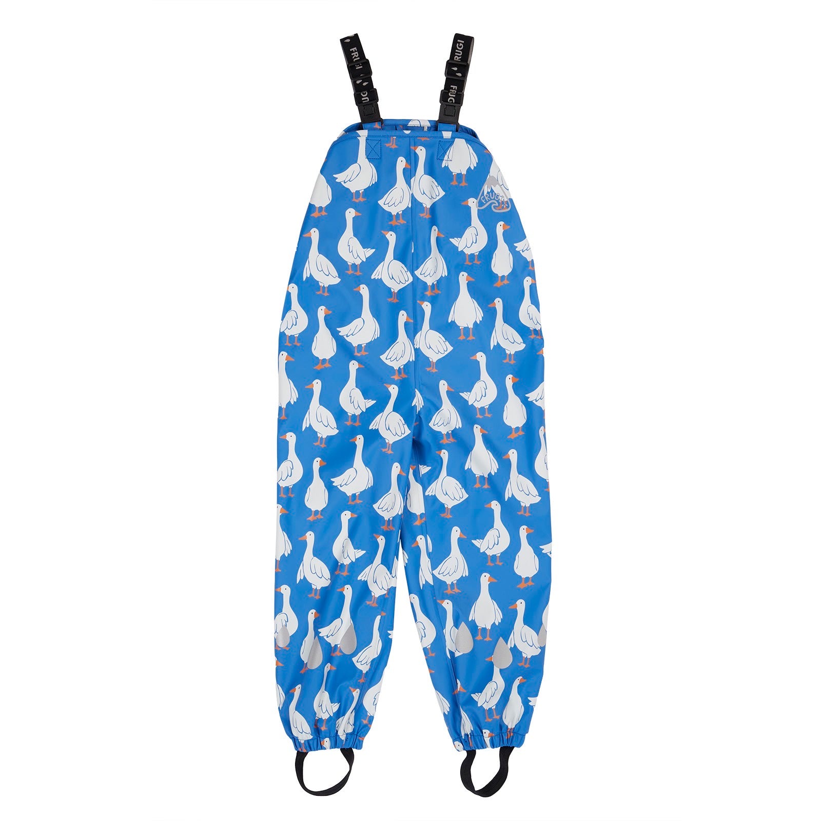 Frugi Puddlebuster Printed Dungareescobalt Goose Clothing 2-3YRS / Blue,3-4YRS / Blue,4-5YRS / Blue,5-6YRS / Blue,6-7YRS / Blue,1-2 YRS / Blue