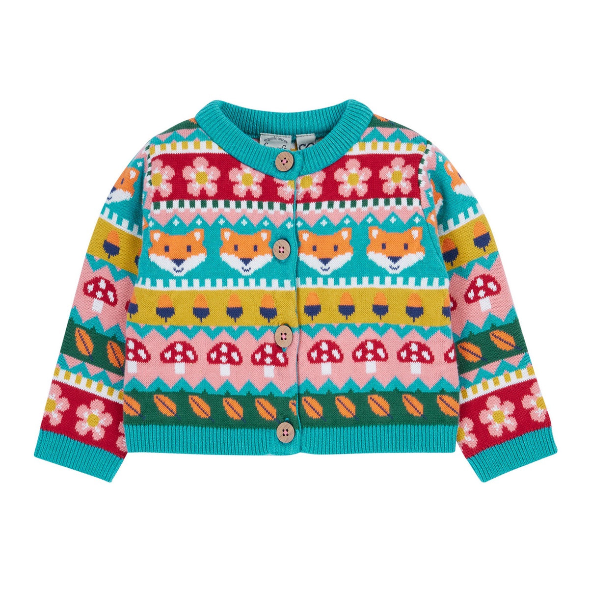 Frugi Robyn Fairisle Cardigan 501674A5fofi Clothing 6-9M / Multi,9-12M / Multi,12-18M / Multi,18-24M / Multi,2-3YRS / Multi,3-4YRS / Multi,4-5YRS / Multi