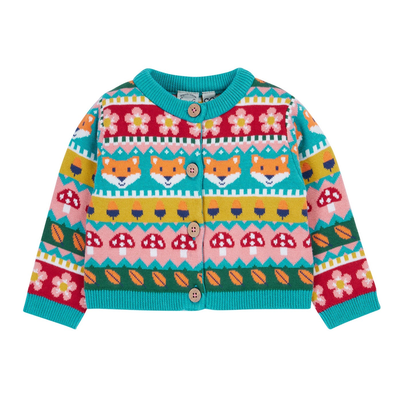 Frugi Robyn Fairisle Cardigan 501674A5fofi Clothing 6-9M / Multi,9-12M / Multi,12-18M / Multi,18-24M / Multi,2-3YRS / Multi,3-4YRS / Multi,4-5YRS / Multi