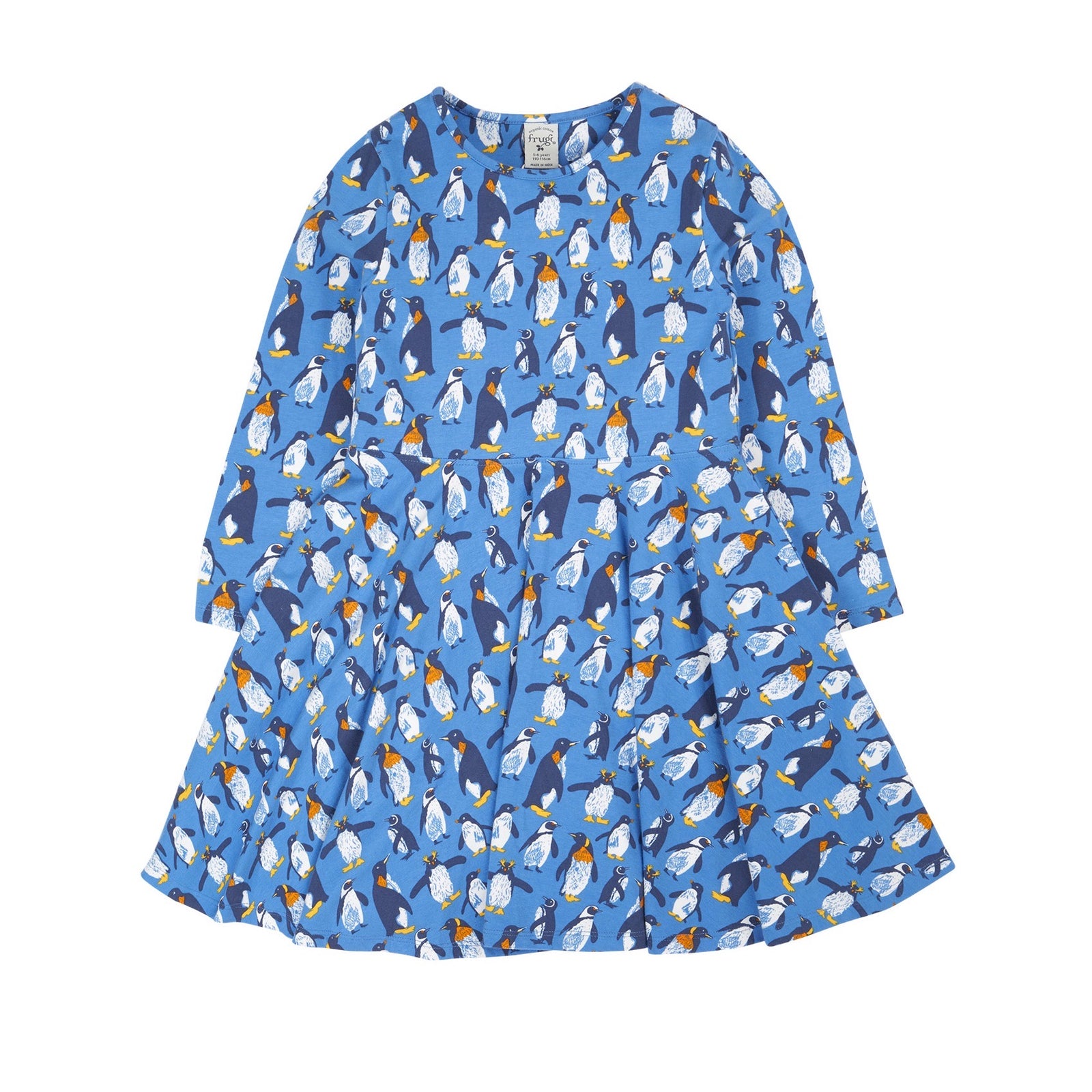 Frugi Sofia Skater Dress 500028A5pgwd Penguin Waddle Clothing 2-3YRS / Blue,3-4YRS / Blue,4-5YRS / Blue,5-6YRS / Blue,6-7YRS / Blue,7-8YRS / Blue,8-9YRS / Blue