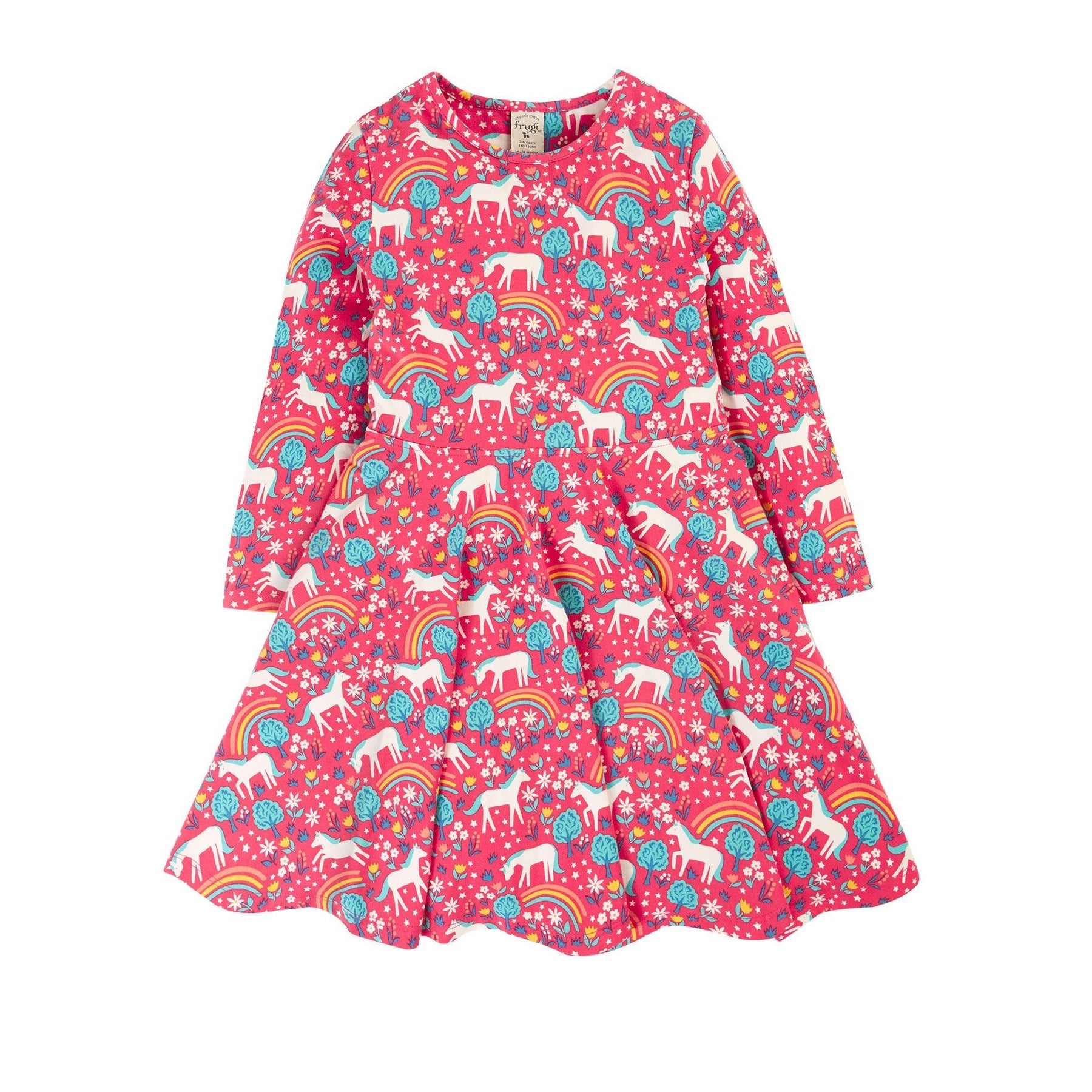 Frugi Sofia Skater Dress 500028A4wdhr Wild Horses Clothing 2-3YRS / Pink,3-4YRS / Pink,4-5YRS / Pink,5-6YRS / Pink,6-7YRS / Pink,7-8YRS / Pink,8-9YRS / Pink