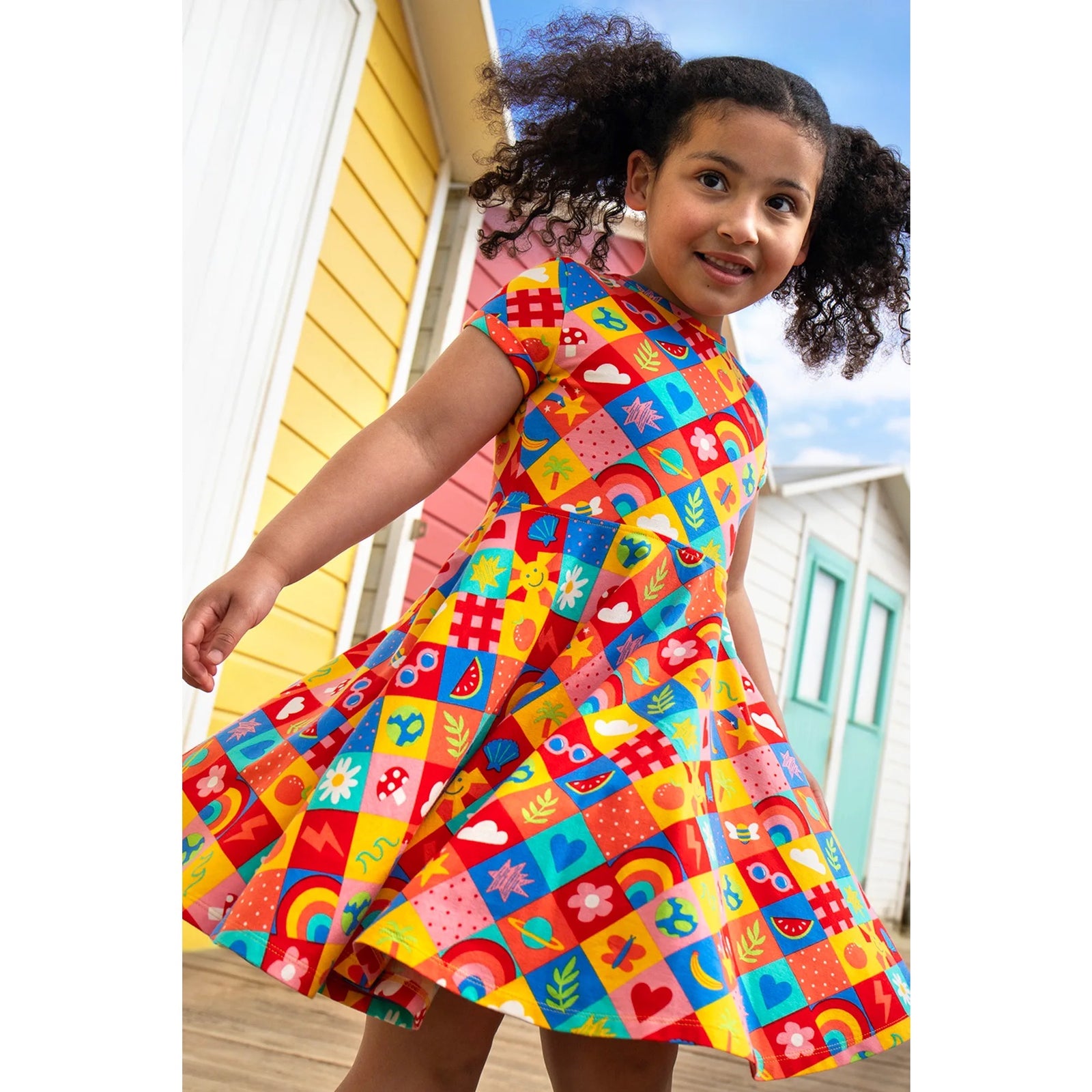 Frugi Spring Skater Dress 500027S6elpo Favourite Things Clothing 3-4YRS / Multi,4-5YRS / Multi,5-6YRS / Multi,6-7YRS / Multi,7-8YRS / Multi,8-9YRS / Multi