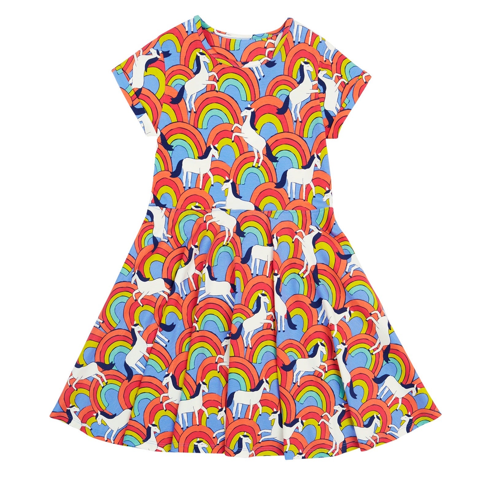 Frugi Spring Skater Dress Over The Rainbow Clothing 2-3YRS / Multi,3-4YRS / Multi,4-5YRS / Multi,5-6YRS / Multi,6-7YRS / Multi,7-8YRS / Multi,8-9YRS / Multi