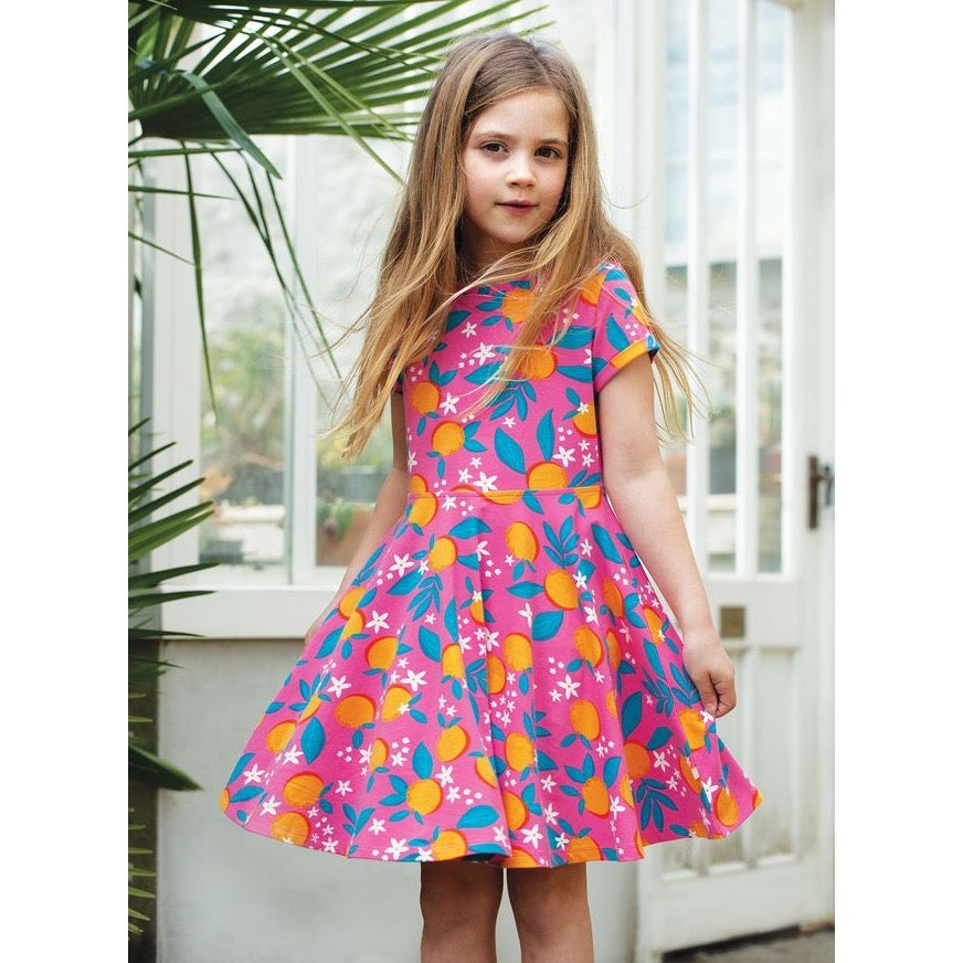 Frugi Summer Skater Dress Qr1pi Orange Blossom Clothing 2-3YRS / Multi,3-4YRS / Multi,4-5YRS / Multi,5-6YRS / Multi,6-7YRS / Multi,7-8YRS / Multi,8-9YRS / Multi,9-10YRS / Multi