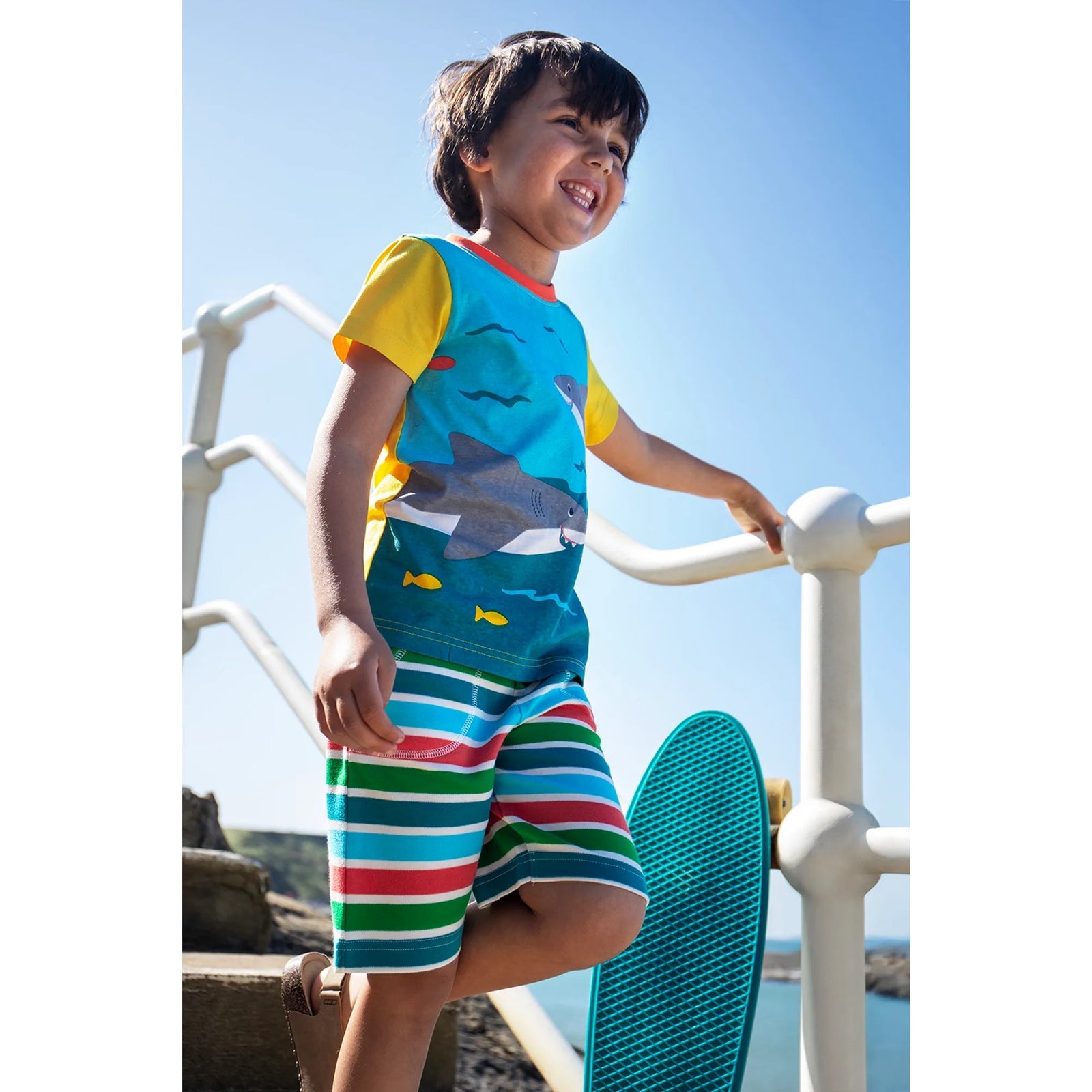Frugi Sunny Shorts 501708S6tank Stripe Clothing 2-3YRS / Multi,3-4YRS / Multi,4-5YRS / Multi,5-6YRS / Multi,6-7YRS / Multi,7-8YRS / Multi