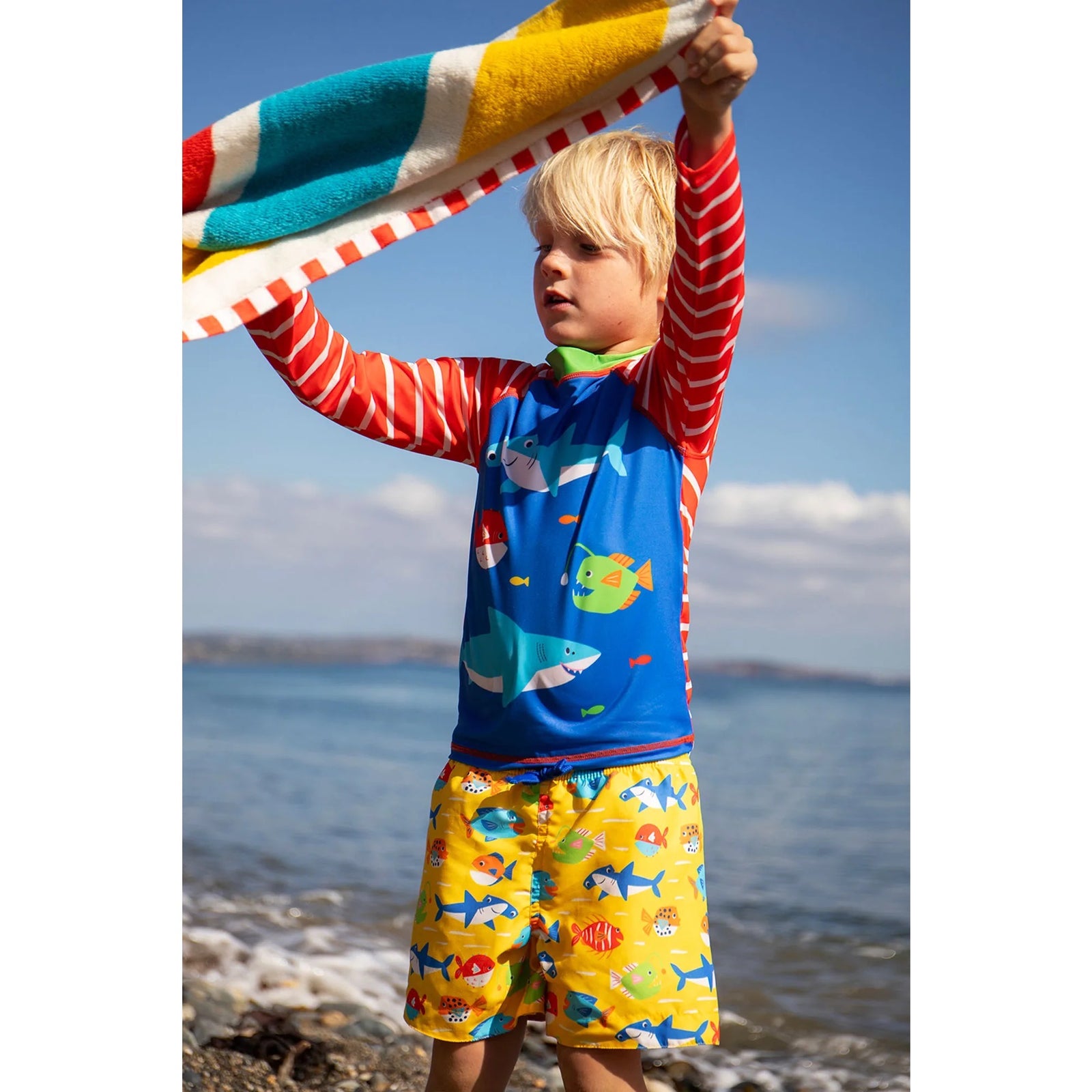 Frugi Sunsafe Rash Vest 500214S6pmah Fish Clothing 2-3YRS / Multi,3-4YRS / Multi,4-5YRS / Multi,5-6YRS / Multi,6-7YRS / Multi