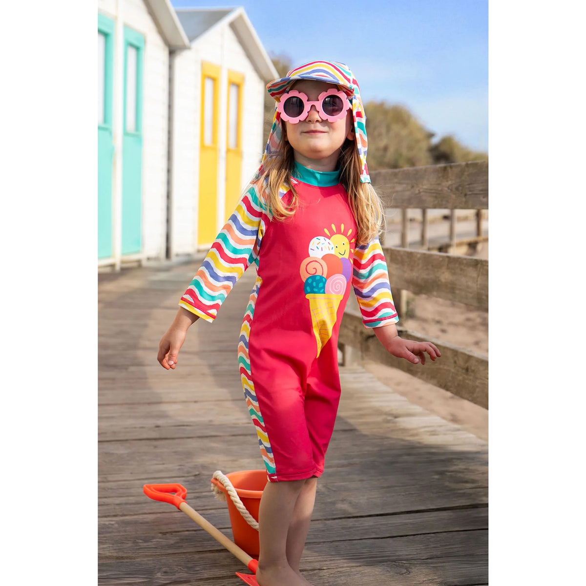 Frugi Sunsafe Suit 500272S6rkwl Rainbow Ice Cream Clothing 0-6M / Multi,6-12M / Multi,12-24M / Multi,2-3YRS / Multi,3-4YRS / Multi