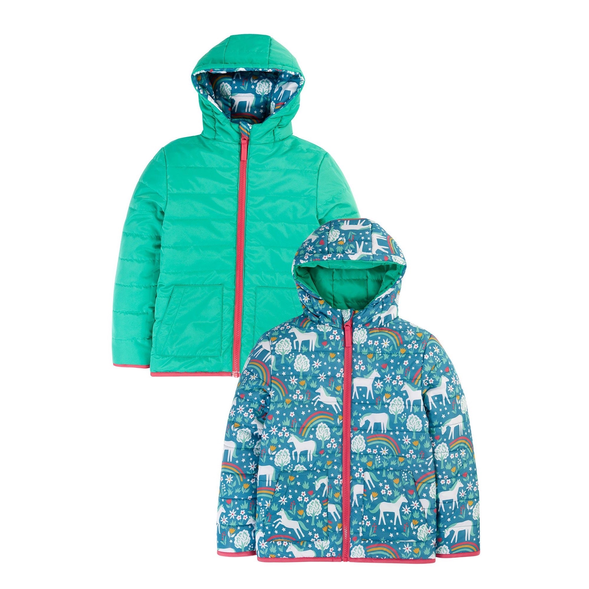 Frugi Toasty Trail Reversible Coat 500041A4wdhr Wild Horses Clothing 2-3YRS / Multi,3-4YRS / Multi,4-5YRS / Multi,5-6YRS / Multi,6-7YRS / Multi,7-8YRS / Multi