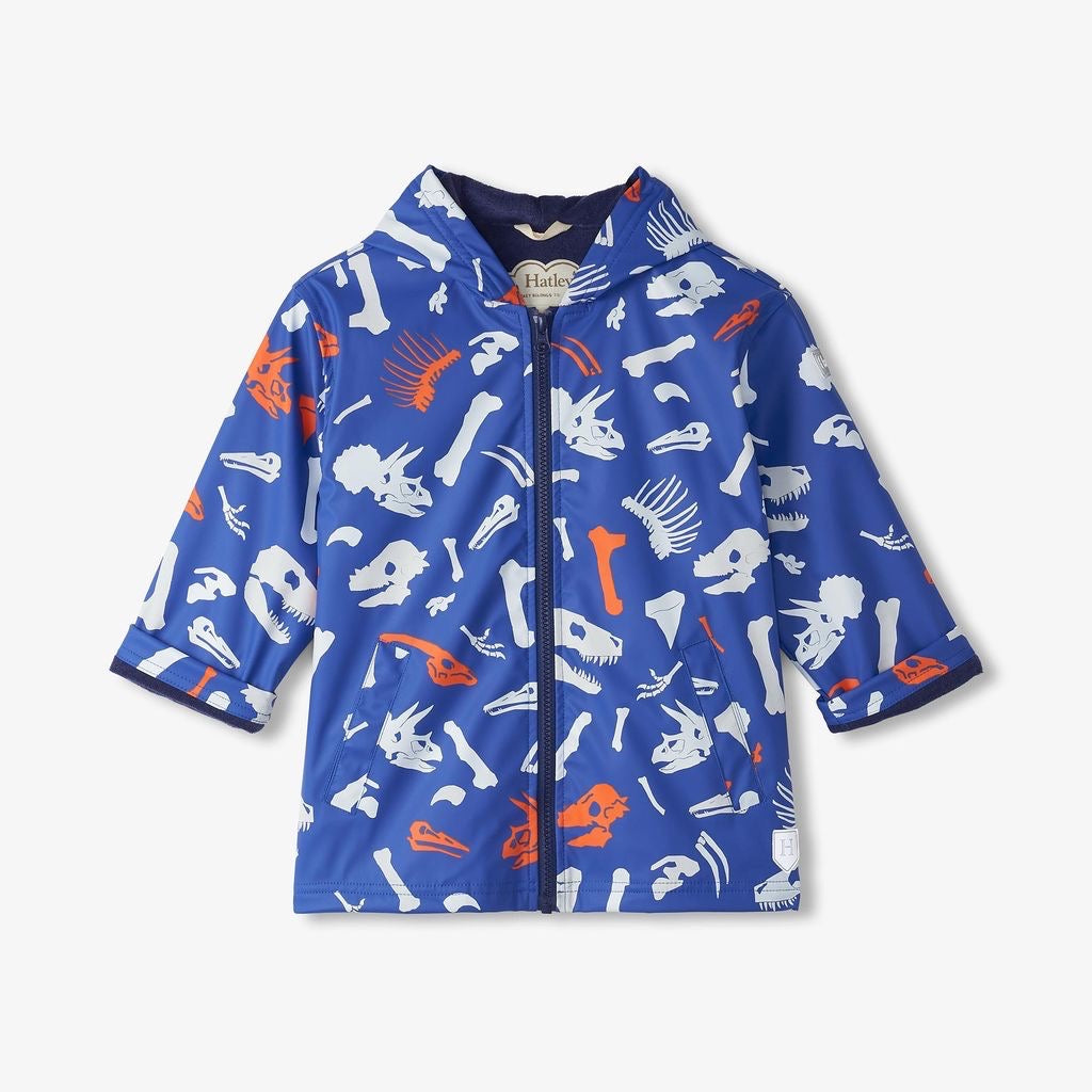 Hatley Dino Fossils Colour Changing Raincoat F24dfk818 Clothing 2YRS / Blue,3YRS / Blue,4YRS / Blue,5YRS / Blue,6YRS / Blue,7YRS / Blue,8YRS / Blue