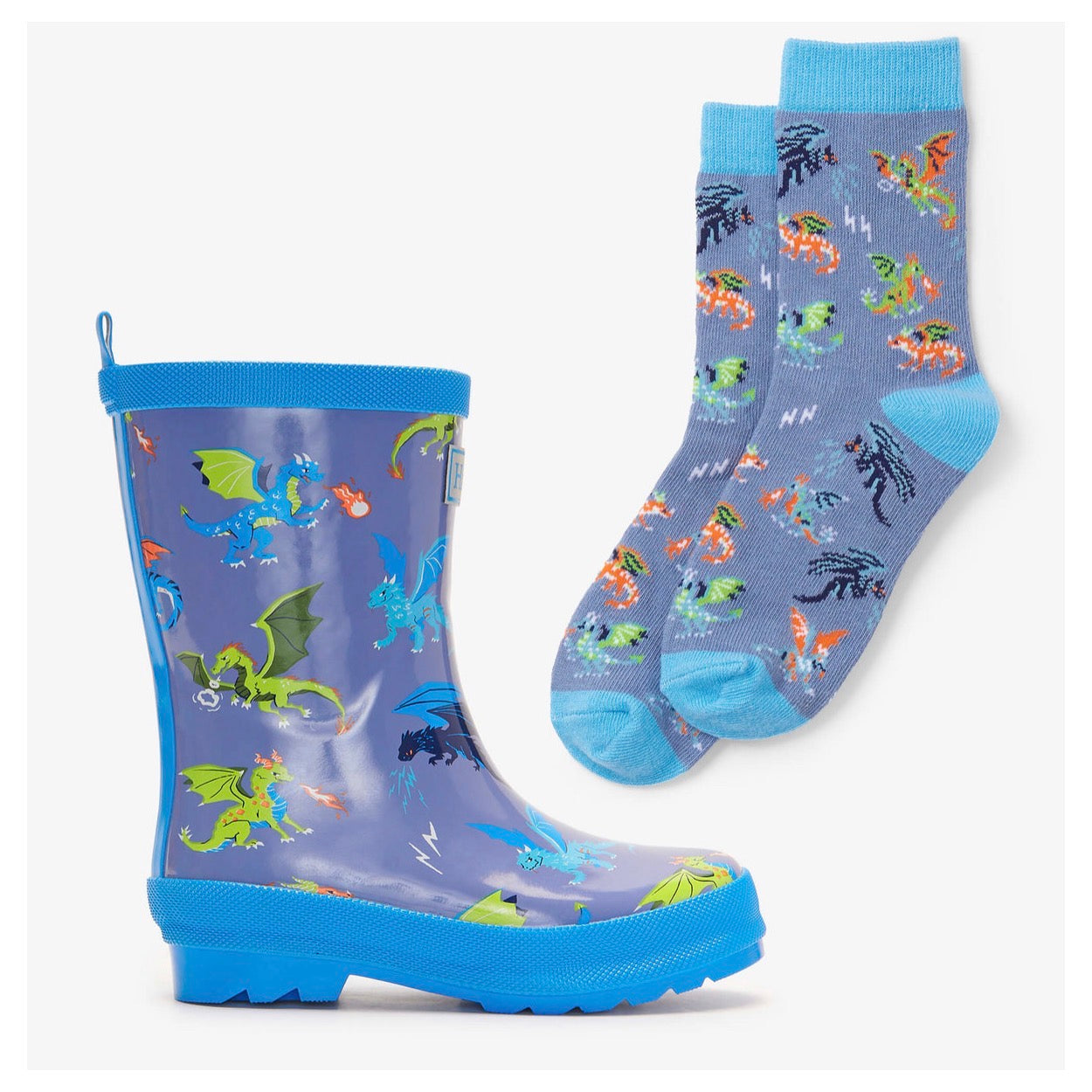 Hatley Dragon Realm Wellingtons and socks F23rdk1366 Footwear UK6 INFANT / Blue,UK7 INFANT / Blue,UK8 INFANT / Blue,UK9 KIDS / Blue,UK10 KIDS / Blue,UK11 KIDS / Blue,UK12 KIDS / Blue,UK13 KIDS / Blue