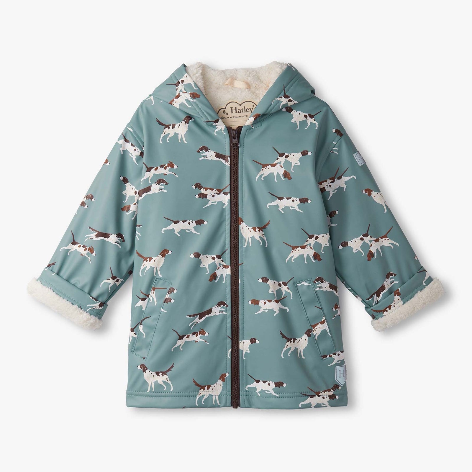 Hatley On The Hunt Sherpa Lined Raincoat Clothing 3YRS / Grey,4YRS / Grey,5YRS / Grey,6YRS / Grey,7YRS / Grey,8YRS / Grey