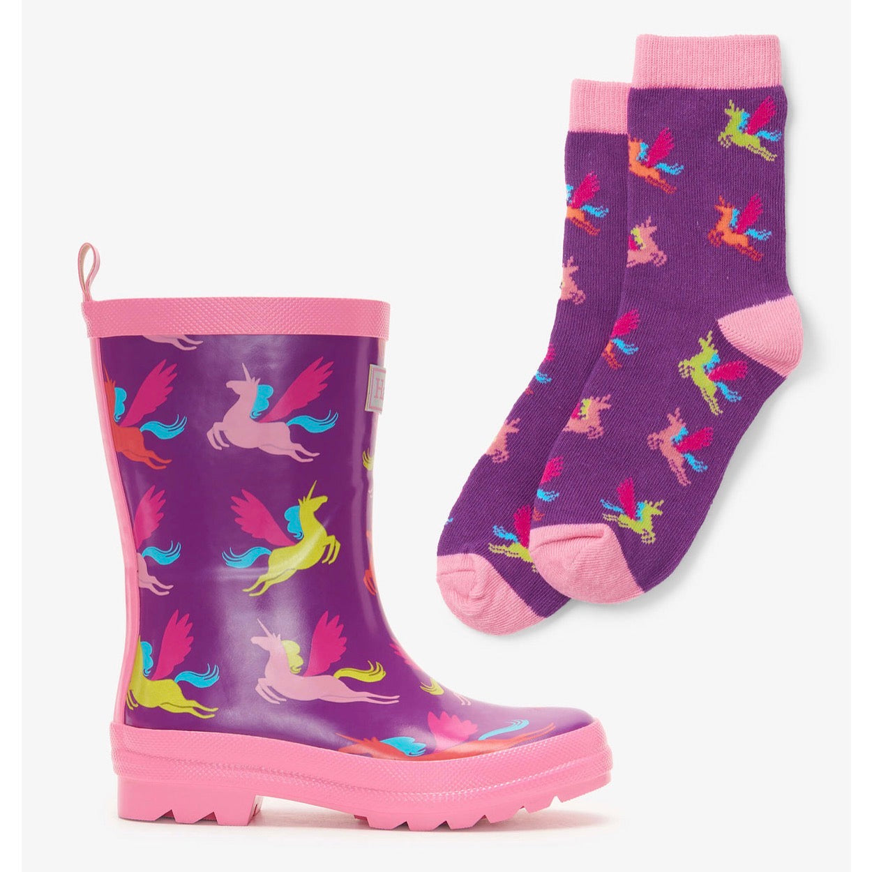 Hatley Pegasus Wellingtons and Socks F23ppk1366 Footwear UK6 INFANT / Purple,UK7 INFANT / Purple,UK8 INFANT / Purple,UK9 KIDS / Purple,UK10 KIDS / Purple,UK11 KIDS / Purple,UK12 KIDS / Purple,UK13 KIDS / Purple,UK1 KIDS / Purple,UK2 KIDS / Purple