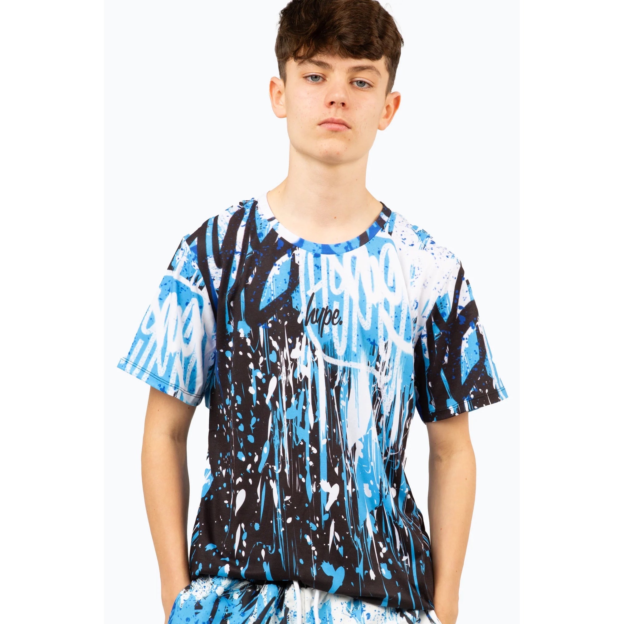 Hype Blue Graffiti Drip T-Shirt Yuao-014 Clothing 9/10YRS / Blue,11/12YRS / Blue,13YRS / Blue,14YRS / Blue