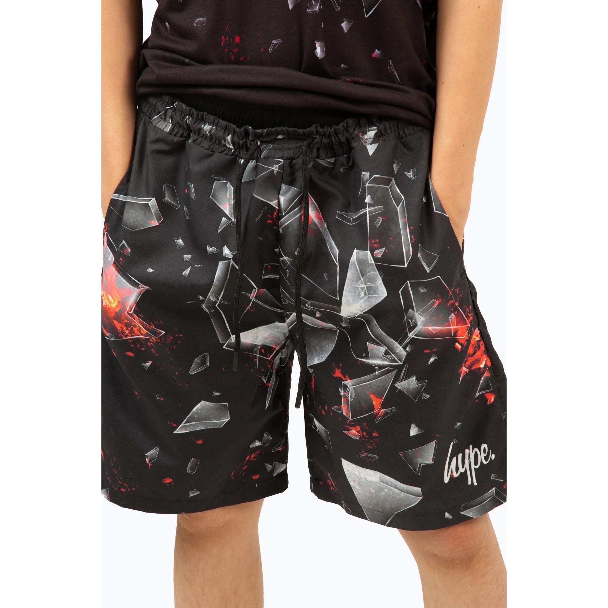 Hype Red Shatter Swim Shorts Yuao-069 Clothing 9/10YRS / Black,11/12YRS / Black,13YRS / Black,14YRS / Black