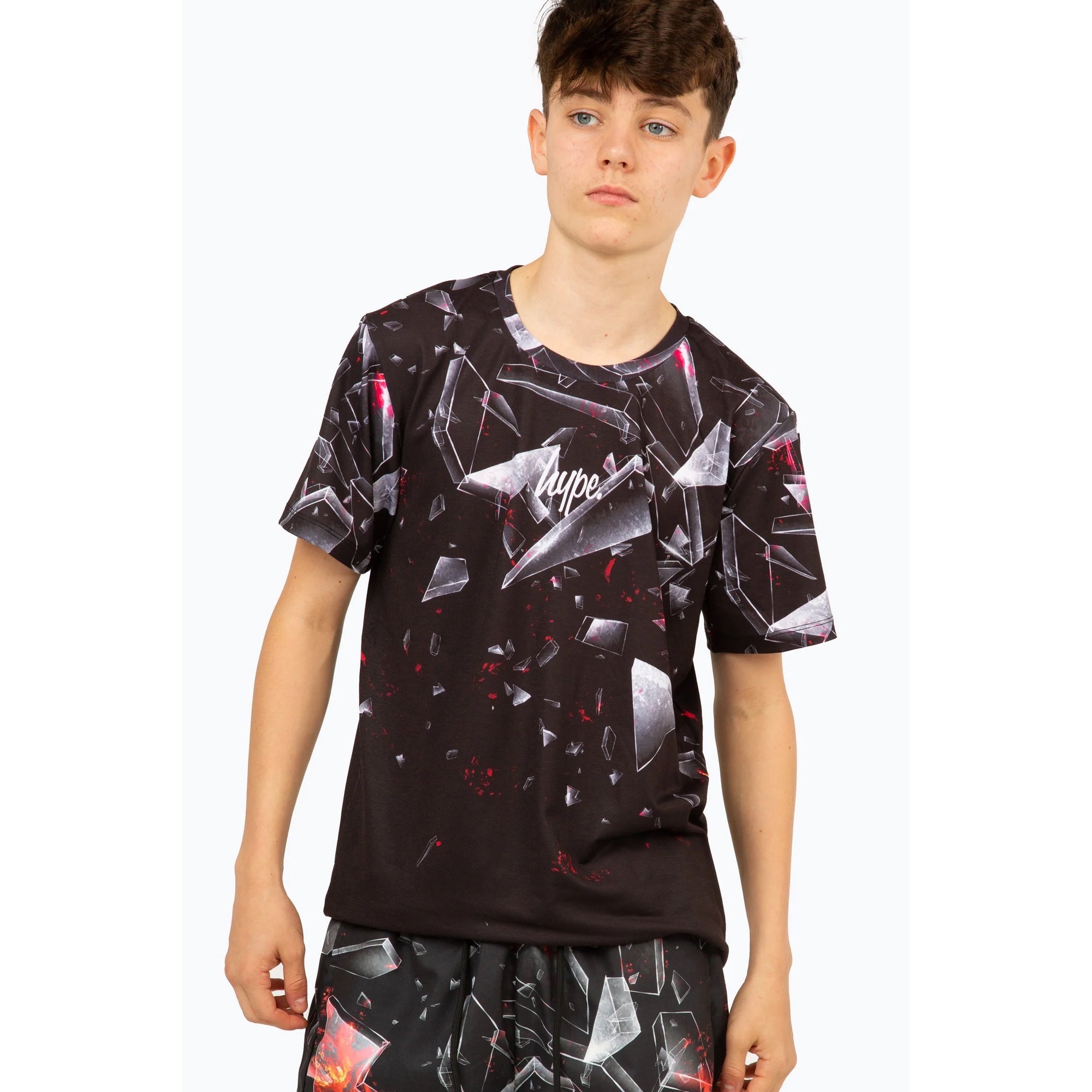 Hype Red Shatter T-Shirt Yuao-019 Clothing 9/10YRS / Black,11/12YRS / Black,13YRS / Black,14YRS / Black,15YRS / Black