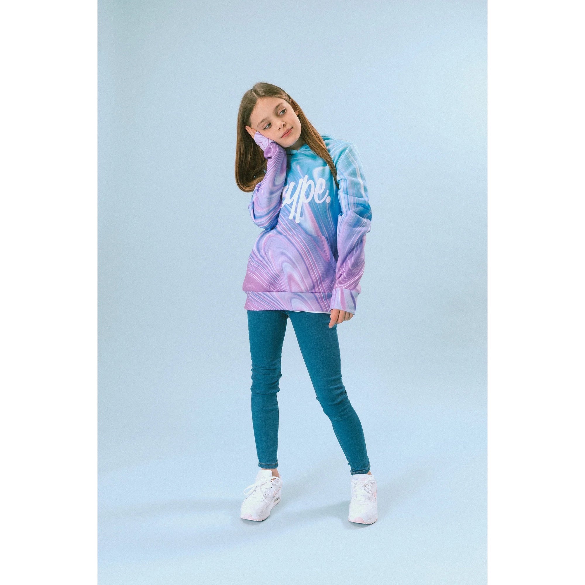 Hype Teal Purple Marble Hoodie Zumh-524 Clothing 9/10YRS / Multi,11/12YRS / Multi,13YRS / Multi,14YRS / Multi,15YRS / Multi