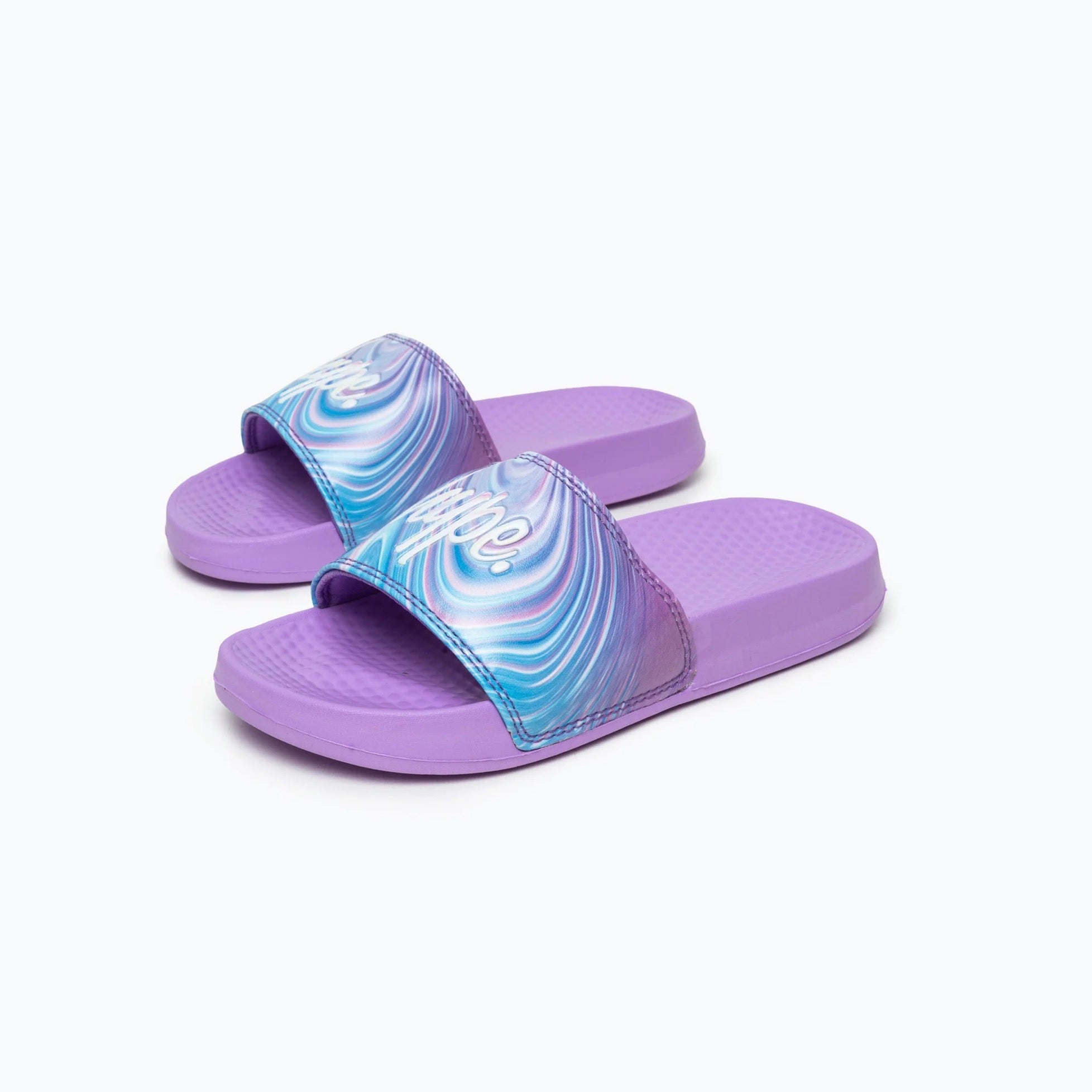 Hype Teal Purple Marble Sliders Footwear UK12 KIDS / Purple,UK13 KIDS / Purple,UK1 KIDS / Purple,UK2 KIDS / Purple,UK3 KIDS / Purple,UK4 ADULT / Purple,UK5 ADULT / Purple