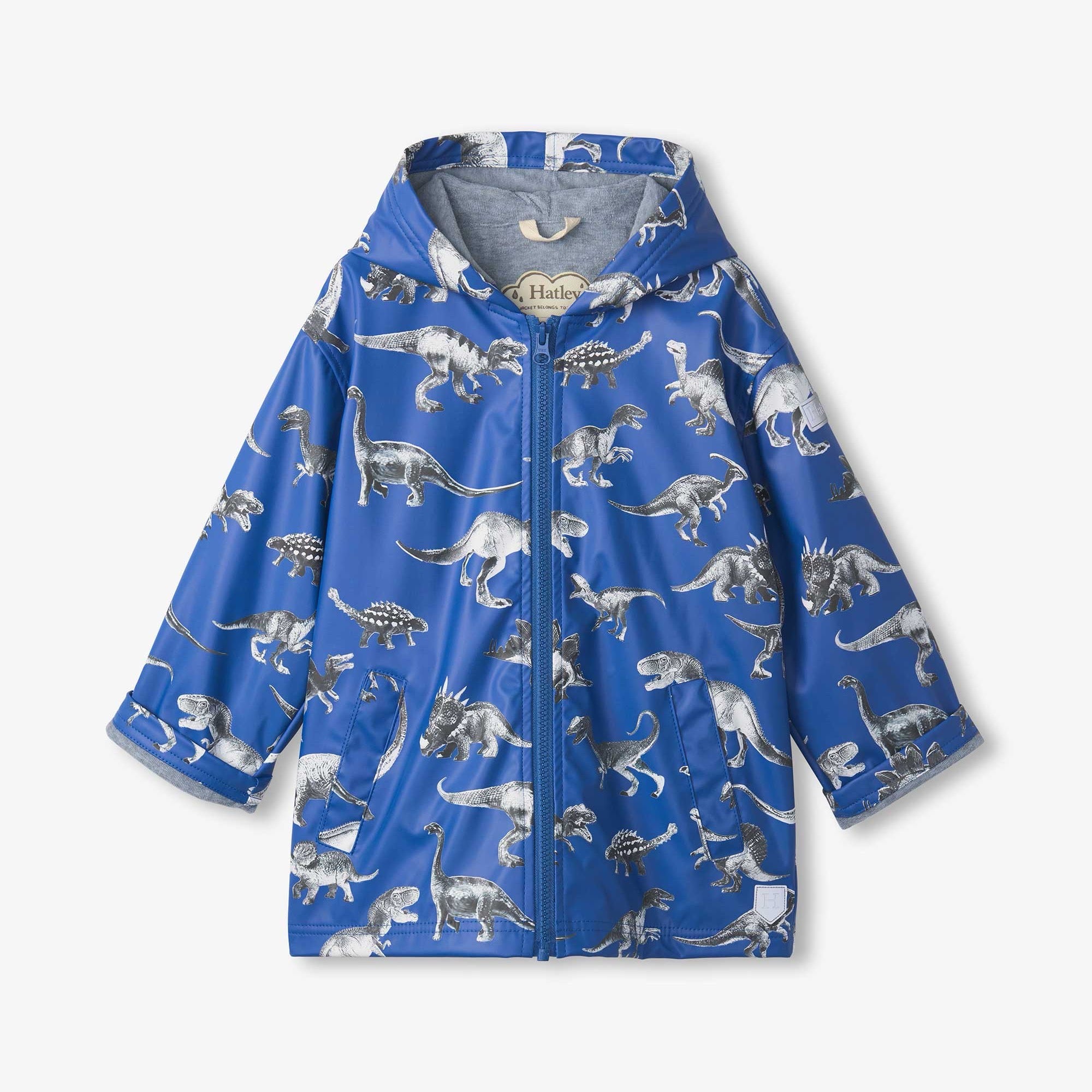 Hatley Dino Extinction Zip Raincoat S25dek818 Clothing 2YRS / Blue,3YRS / Blue,4YRS / Blue,5YRS / Blue,6YRS / Blue,7YRS / Blue,8YRS / Blue,10YRS / Blue